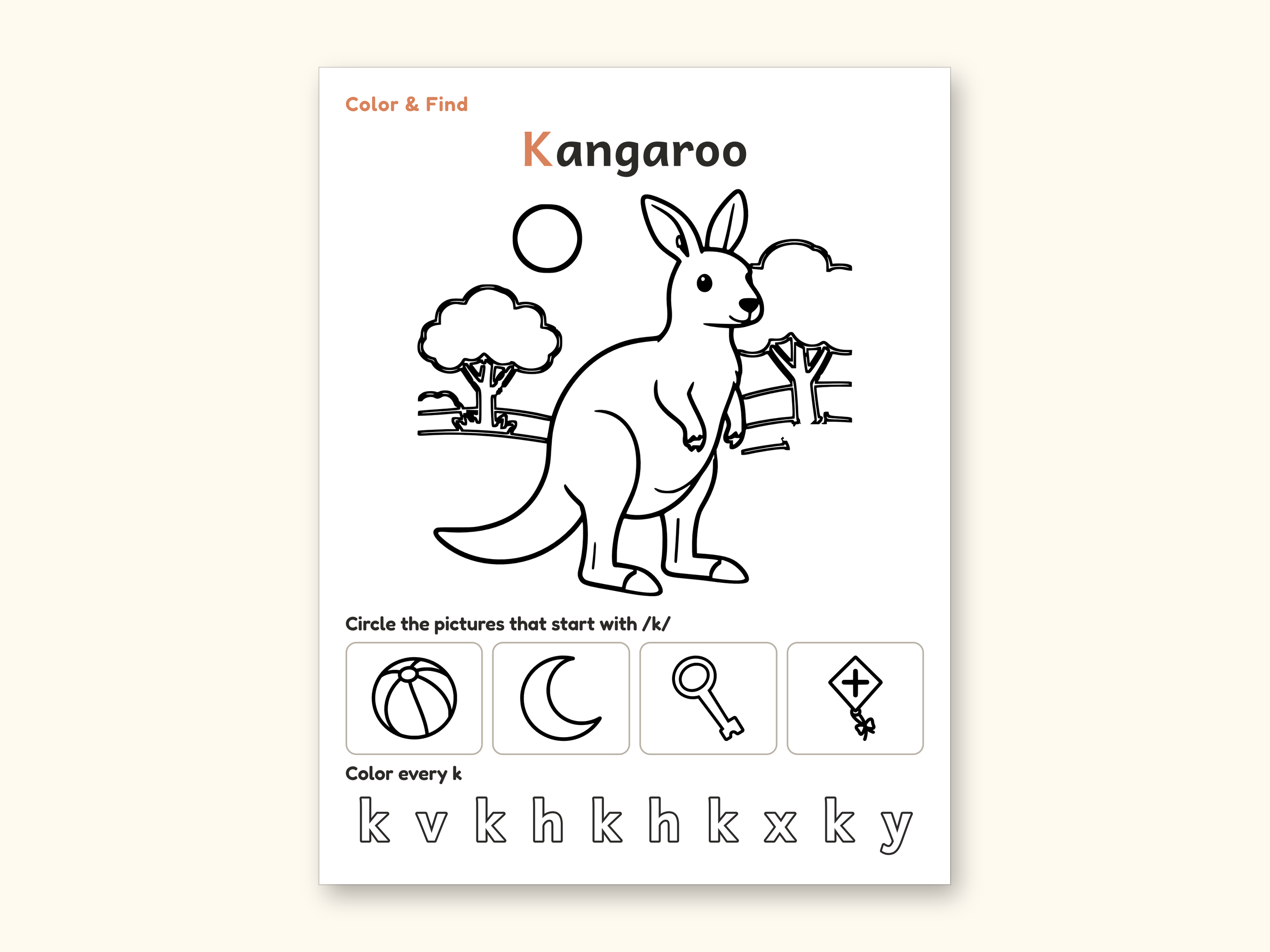 Animal Coloring Pages | ABC Letter Tracing for Kids Ages 5-6 (Digital PDF): sample page 29 of 64