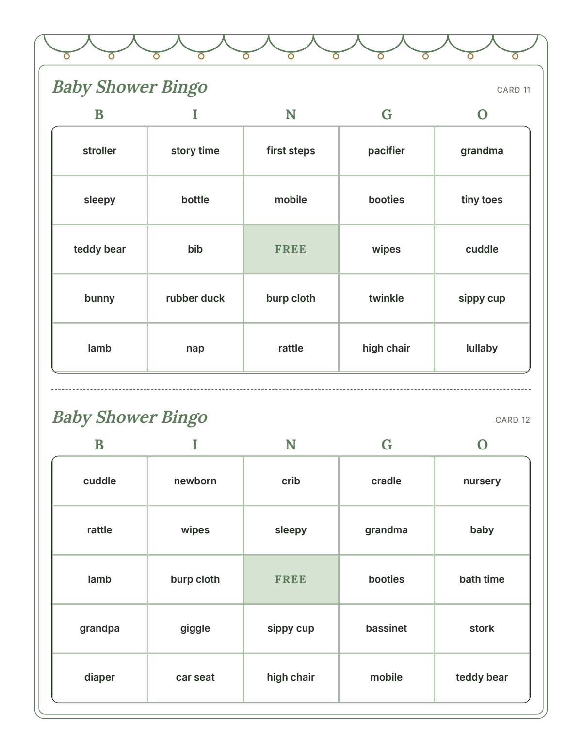 Baby Shower Games: sample page 8 of 21