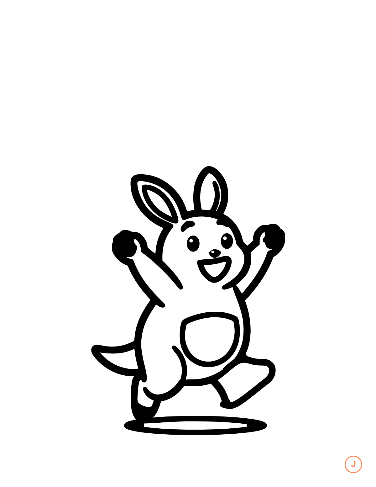 Joyful coloring page for the letter J, bold outlines for small hands