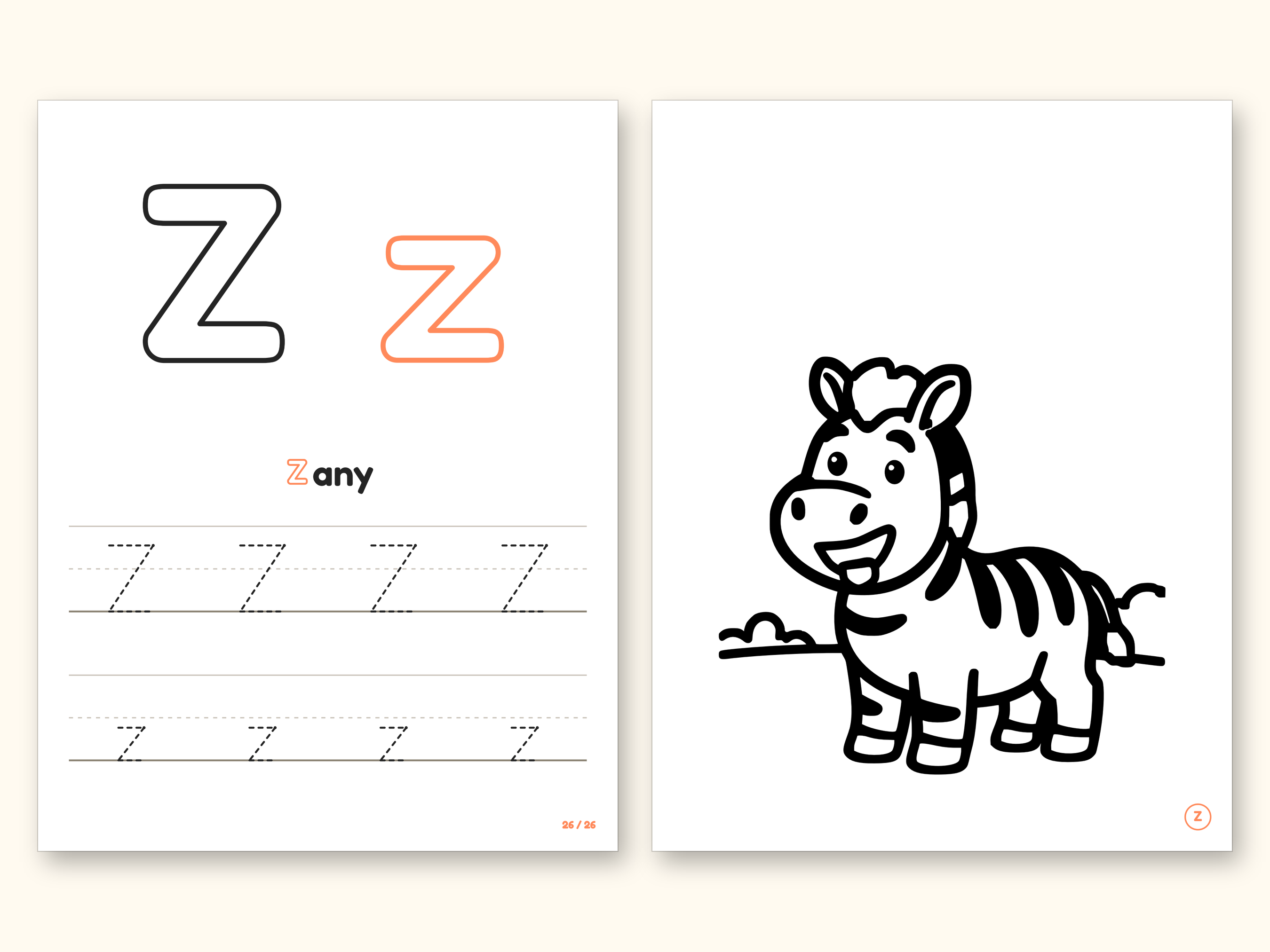 Alphabet Coloring Pages | Big Feelings Letter Tracing for Toddlers (Digital PDF): pages 53 and 54 side by side