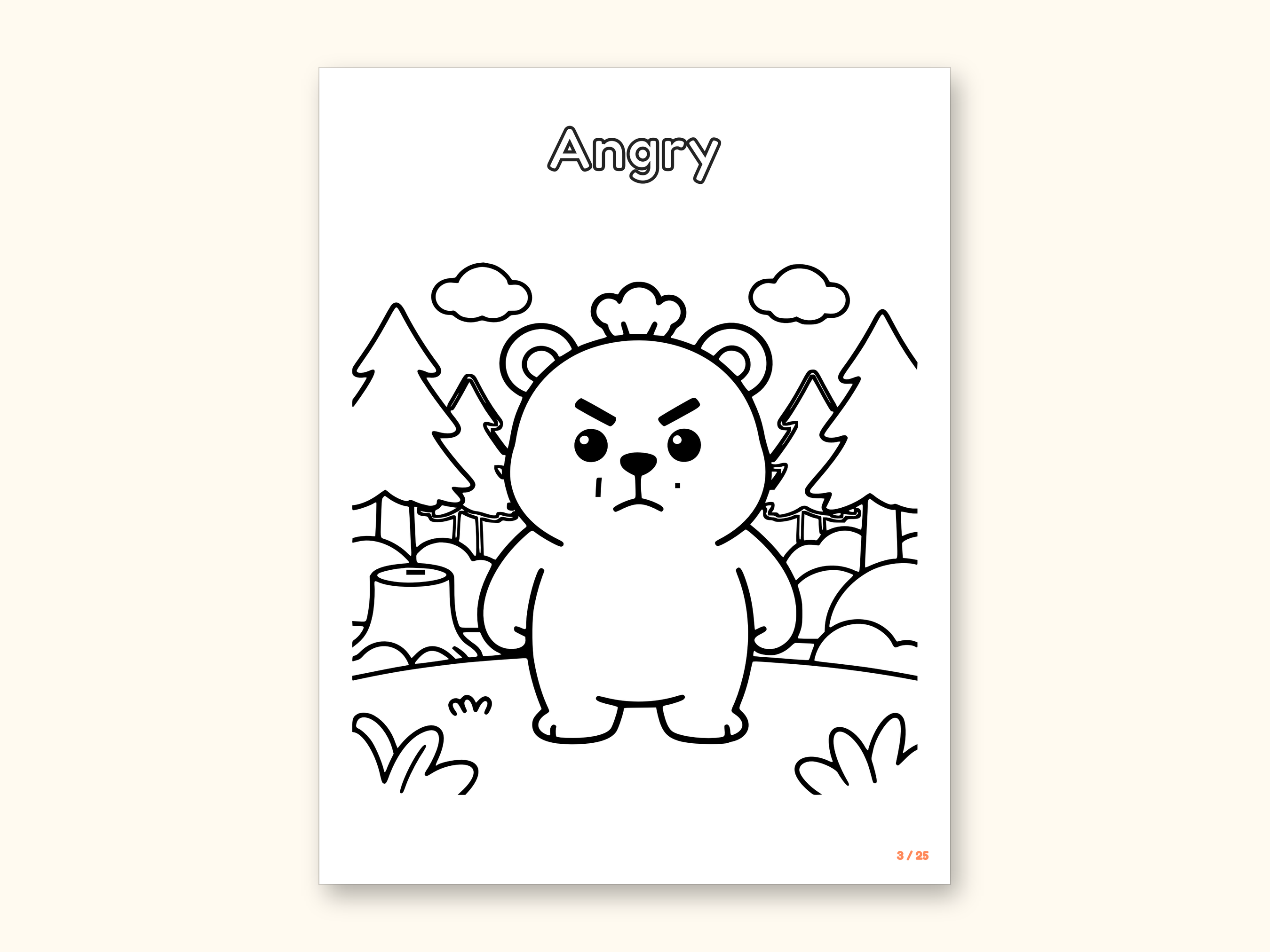 Animal Coloring Pages | 25 Feelings Pictures for Kids Ages 4-8 (Digital PDF): sample page 6 of 29