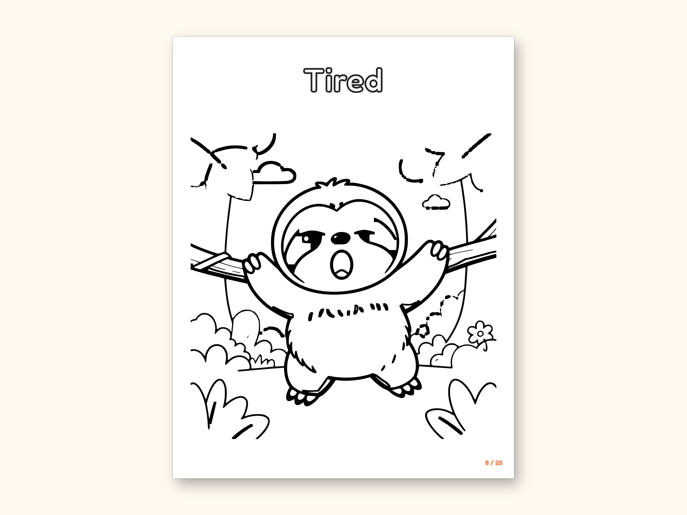 Animal Coloring Pages | 25 Feelings Pictures for Kids Ages 4-8 (Digital PDF): sample page 11 of 29