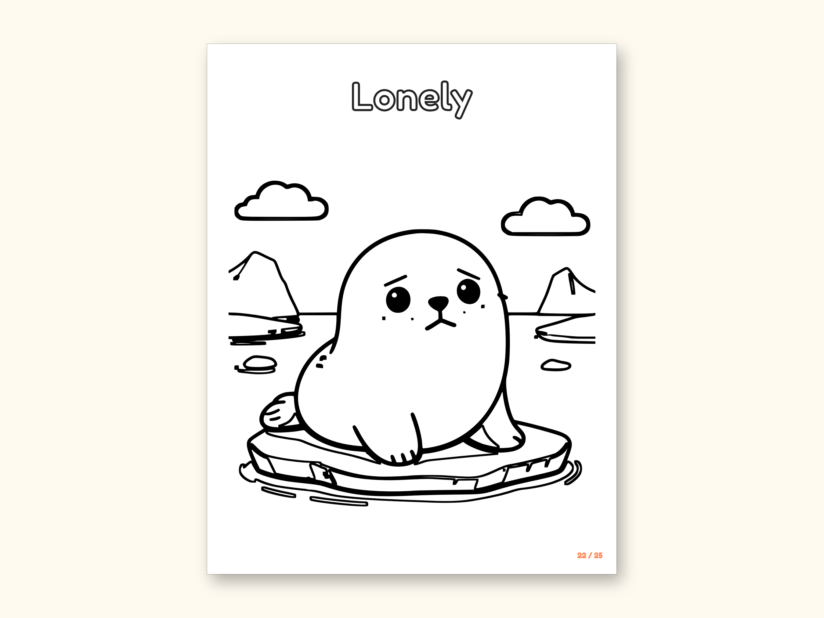 Animal Coloring Pages | 25 Feelings Pictures for Kids Ages 4-8 (Digital PDF): sample page 25 of 29
