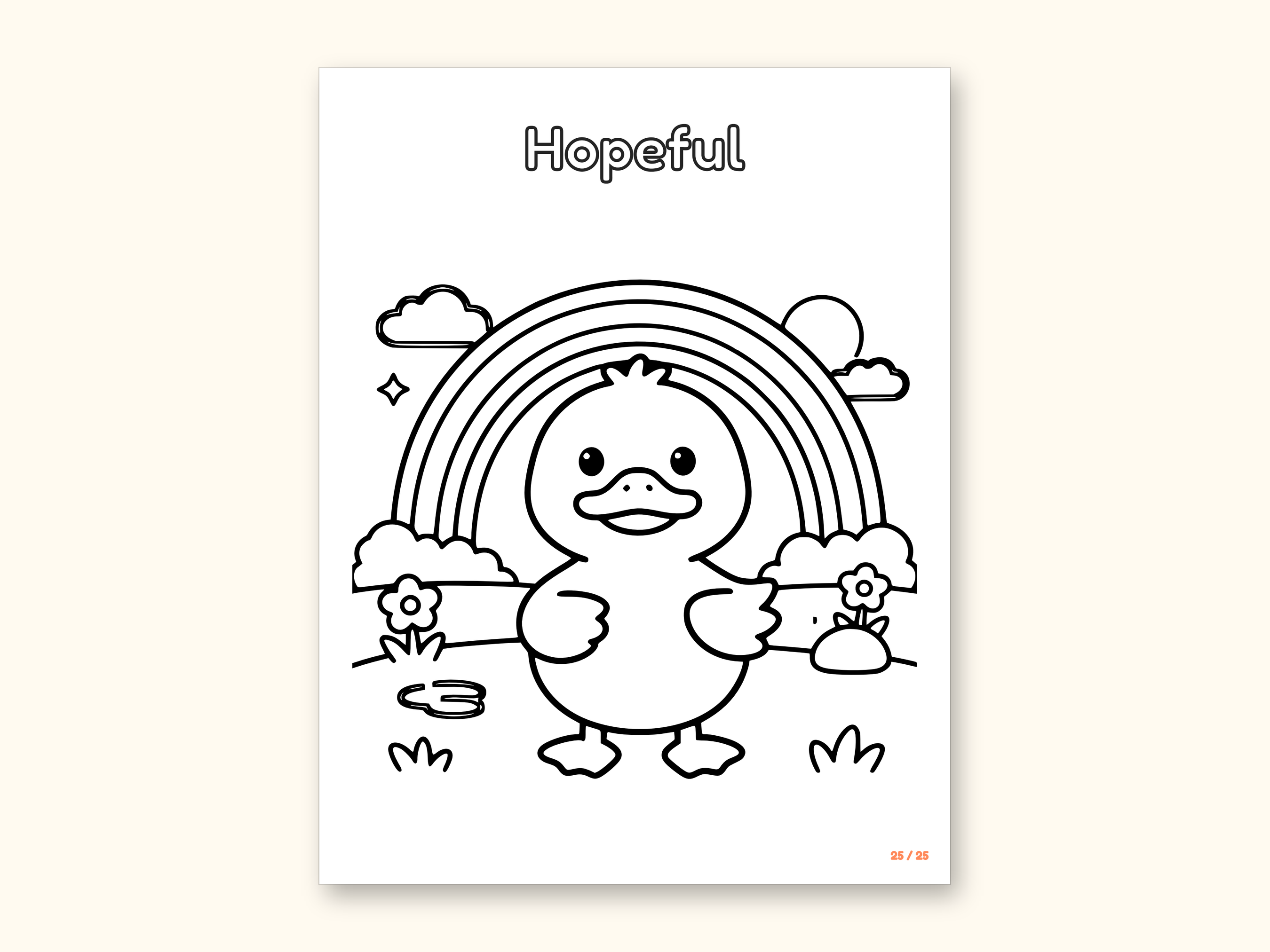 Animal Coloring Pages | 25 Feelings Pictures for Kids Ages 4-8 (Digital PDF): sample page 28 of 29