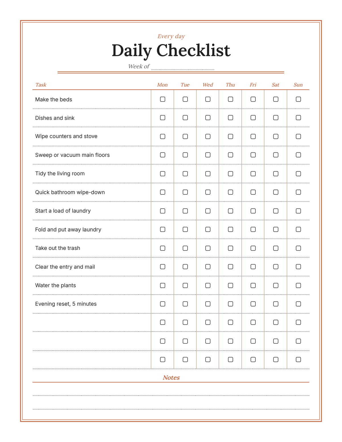 Cleaning Schedule: sample page 7 of 20