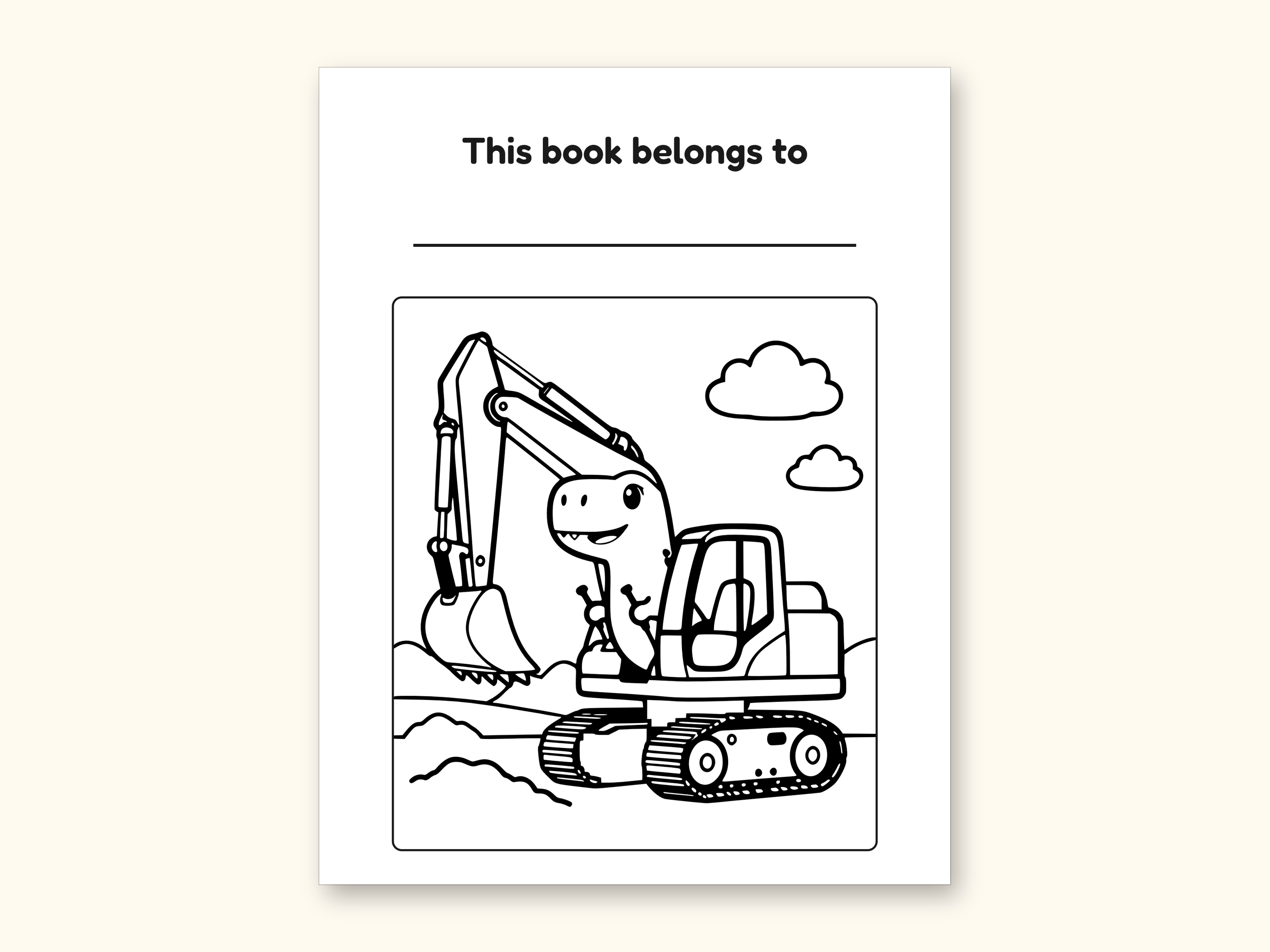 Dinosaur Coloring Pages | 50 Construction Pictures for Ages 3-6 (Digital PDF): sample page 2 of 53