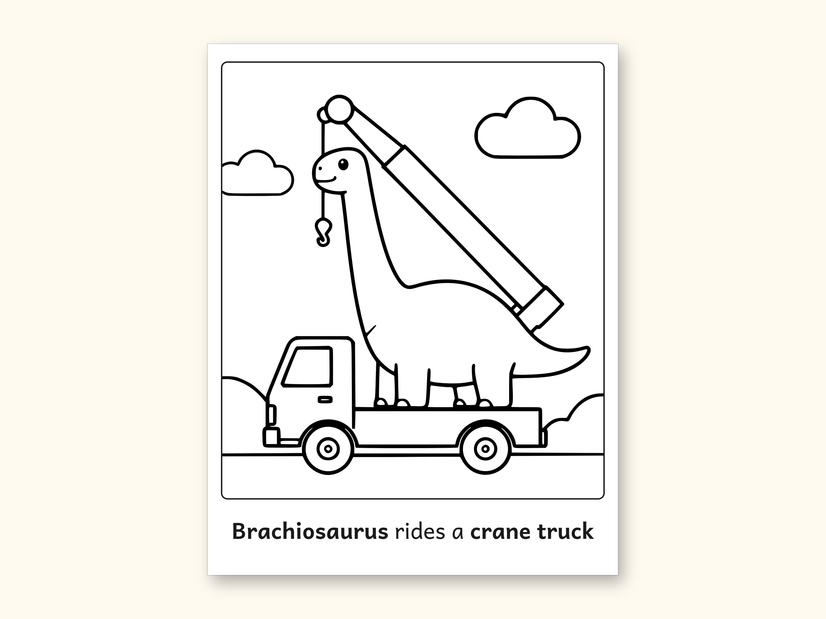 Dinosaur Coloring Pages | 50 Construction Pictures for Ages 3-6 (Digital PDF): sample page 6 of 53