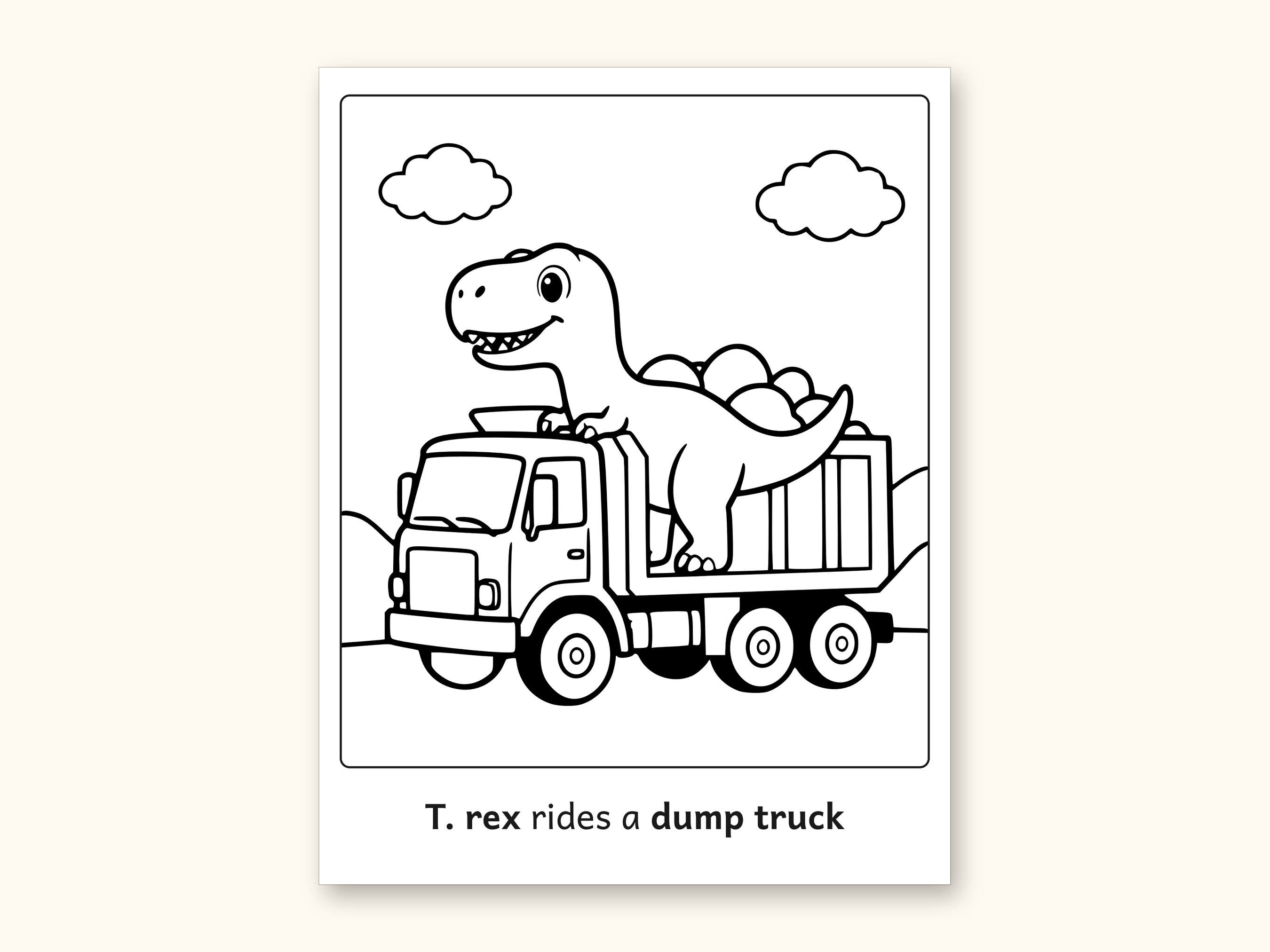 Dinosaur Coloring Pages | 50 Construction Pictures for Ages 3-6 (Digital PDF): sample page 9 of 53