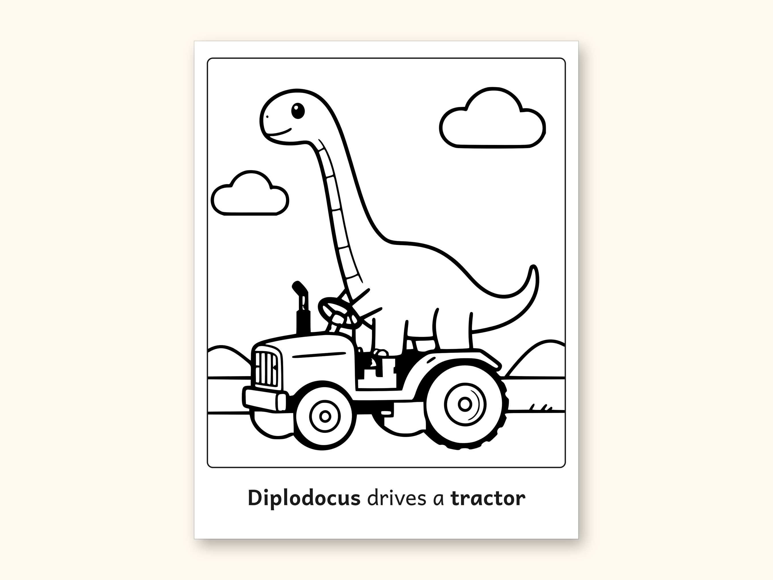 Dinosaur Coloring Pages | 50 Construction Pictures for Ages 3-6 (Digital PDF): sample page 12 of 53