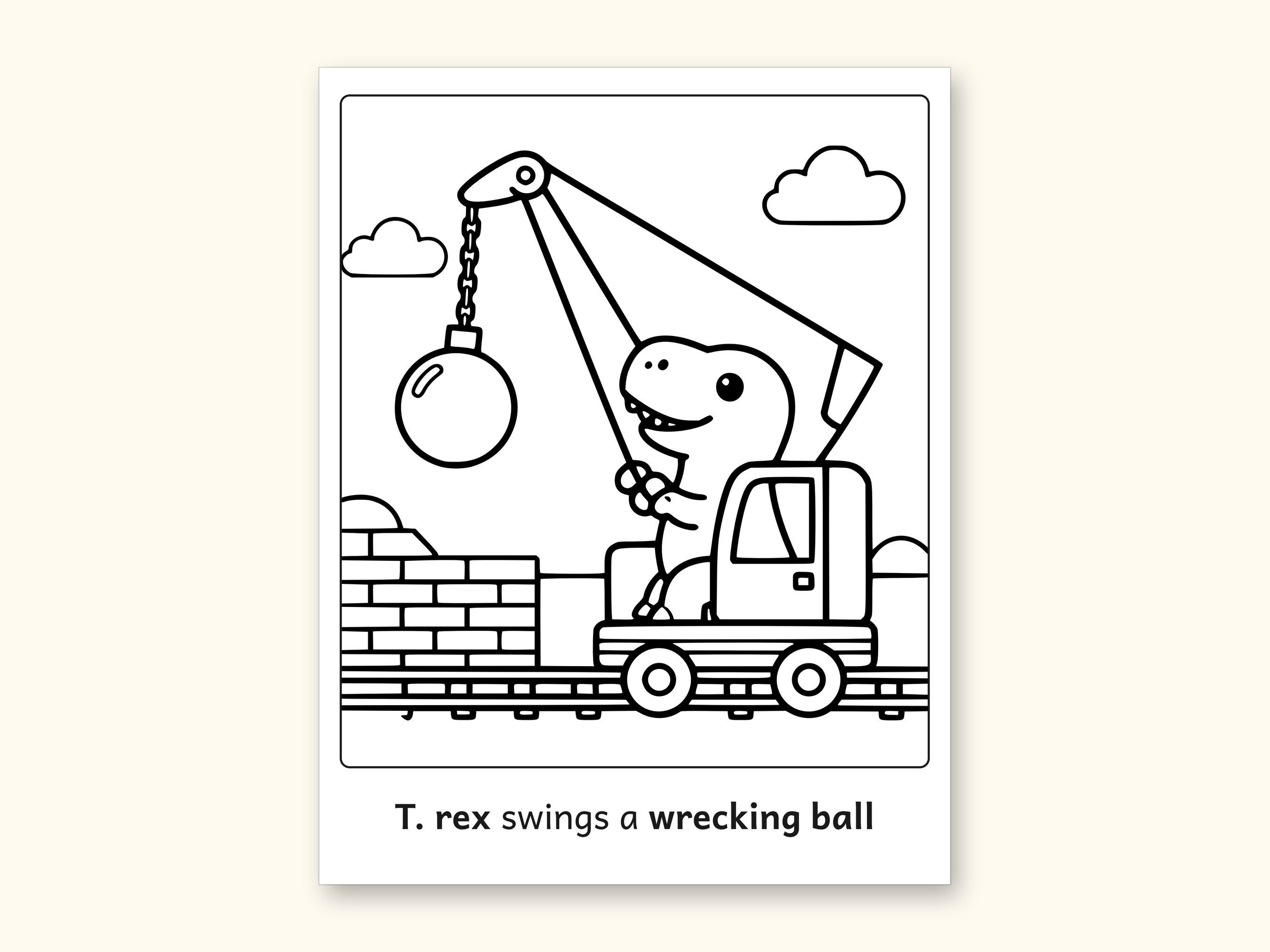 Dinosaur Coloring Pages | 50 Construction Pictures for Ages 3-6 (Digital PDF): sample page 15 of 53