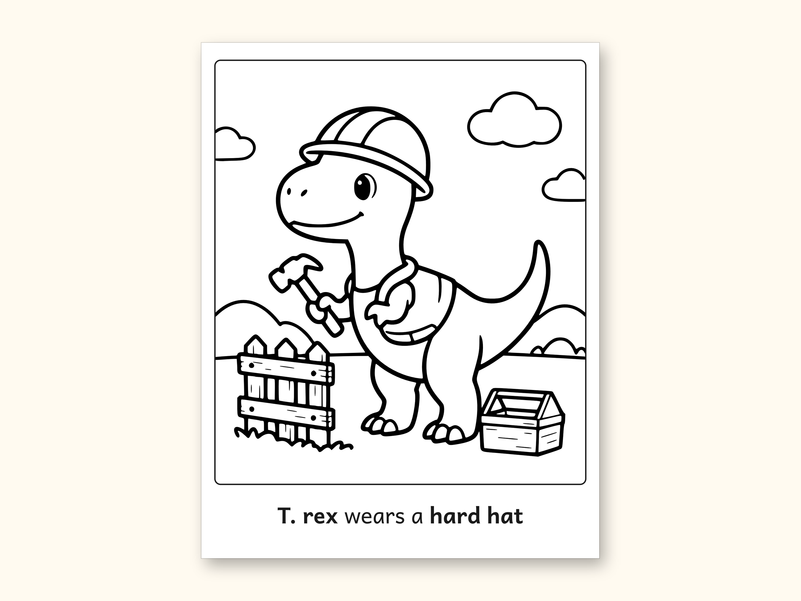 Dinosaur Coloring Pages | 50 Construction Pictures for Ages 3-6 (Digital PDF): sample page 18 of 53