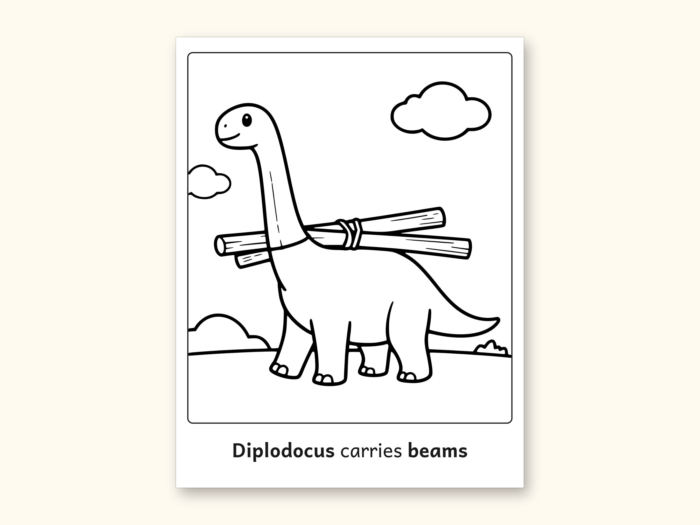 Dinosaur Coloring Pages | 50 Construction Pictures for Ages 3-6 (Digital PDF): sample page 24 of 53