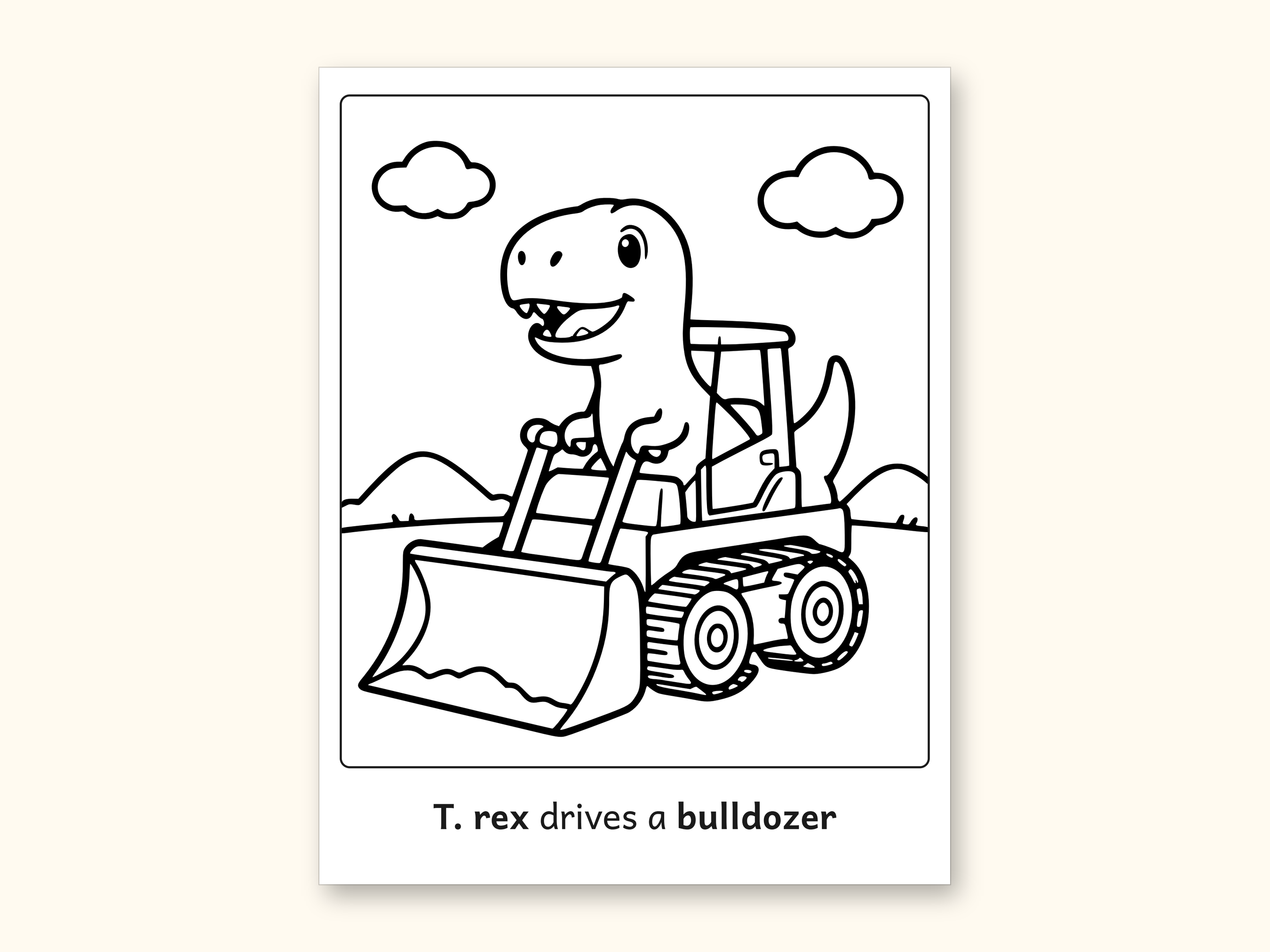 Dinosaur Coloring Pages | 50 Construction Pictures for Ages 3-6 (Digital PDF): sample page 27 of 53