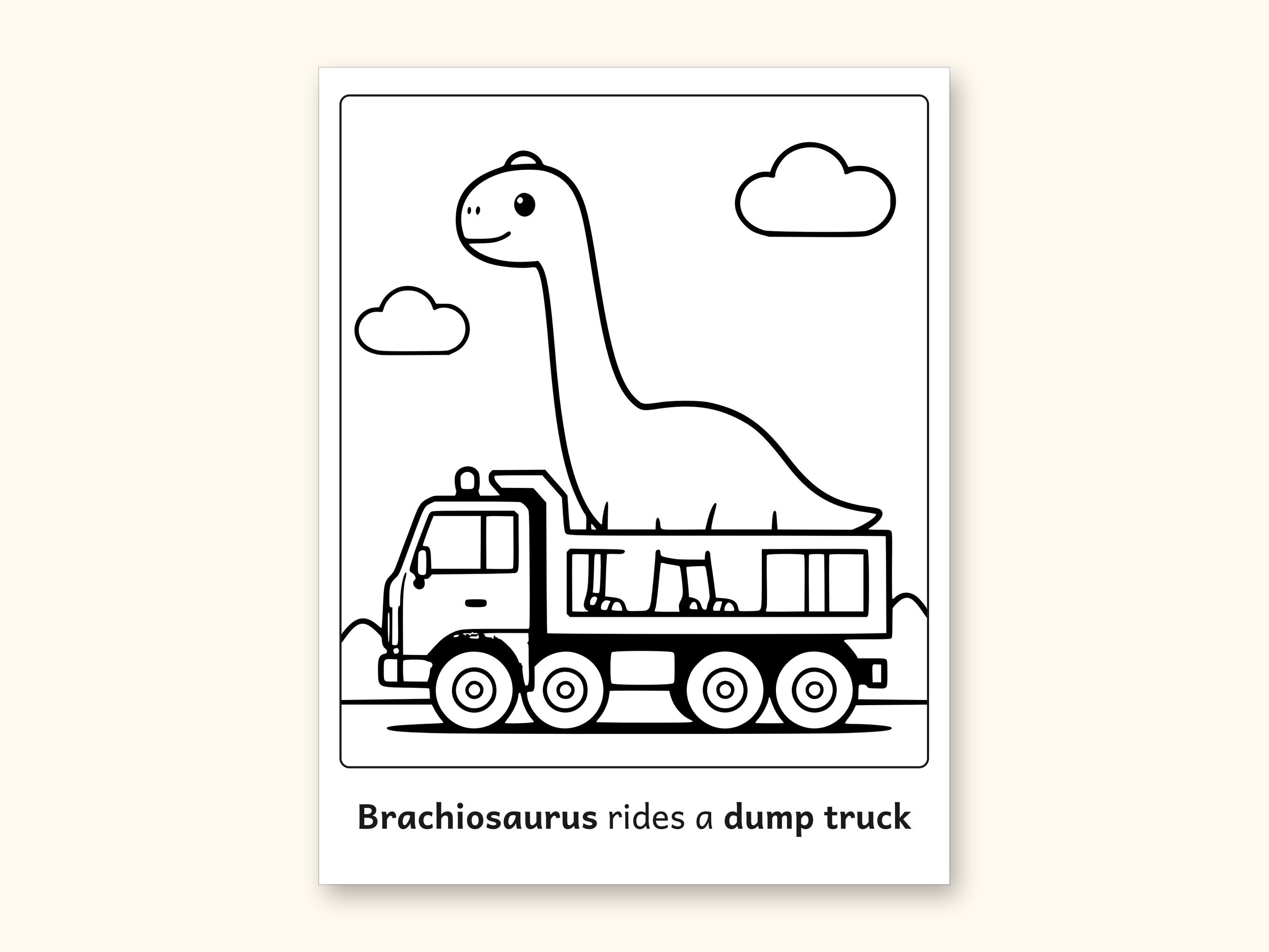 Dinosaur Coloring Pages | 50 Construction Pictures for Ages 3-6 (Digital PDF): sample page 31 of 53