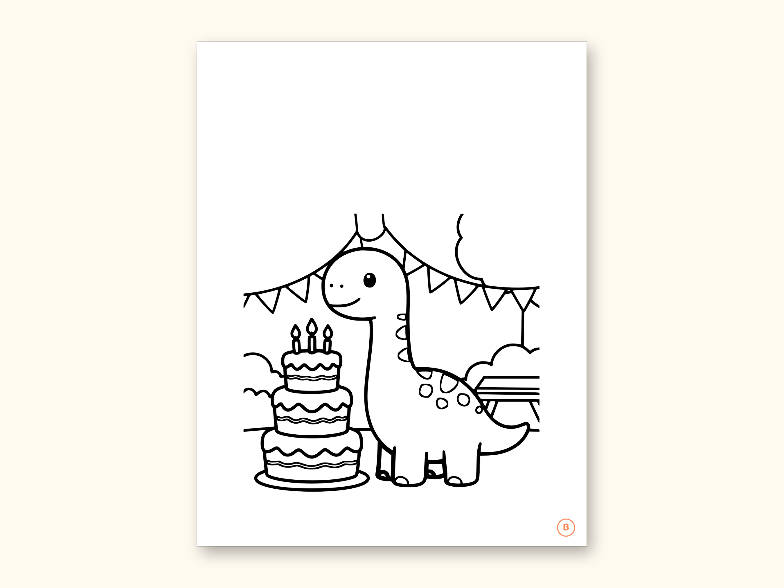Dinosaur Party ABC Coloring Book | Letter Tracing for Toddlers (Digital PDF): sample page 6 of 55