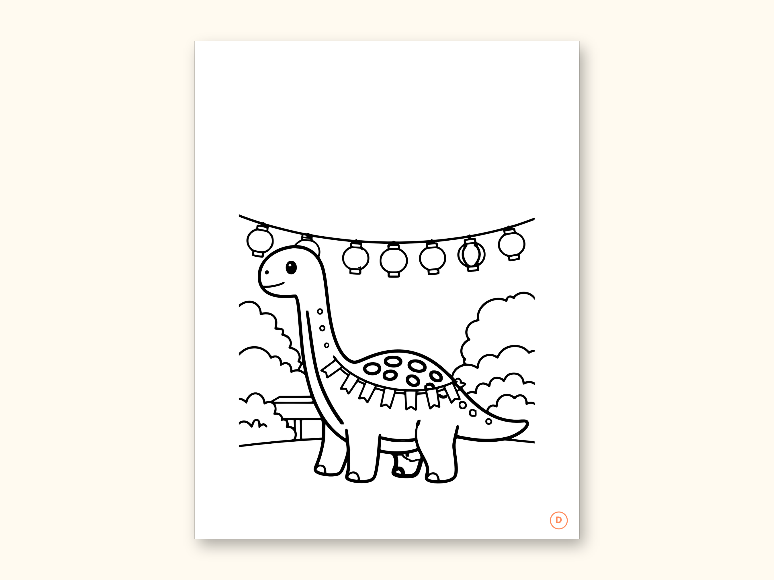 Dinosaur Party ABC Coloring Book | Letter Tracing for Toddlers (Digital PDF): sample page 10 of 55