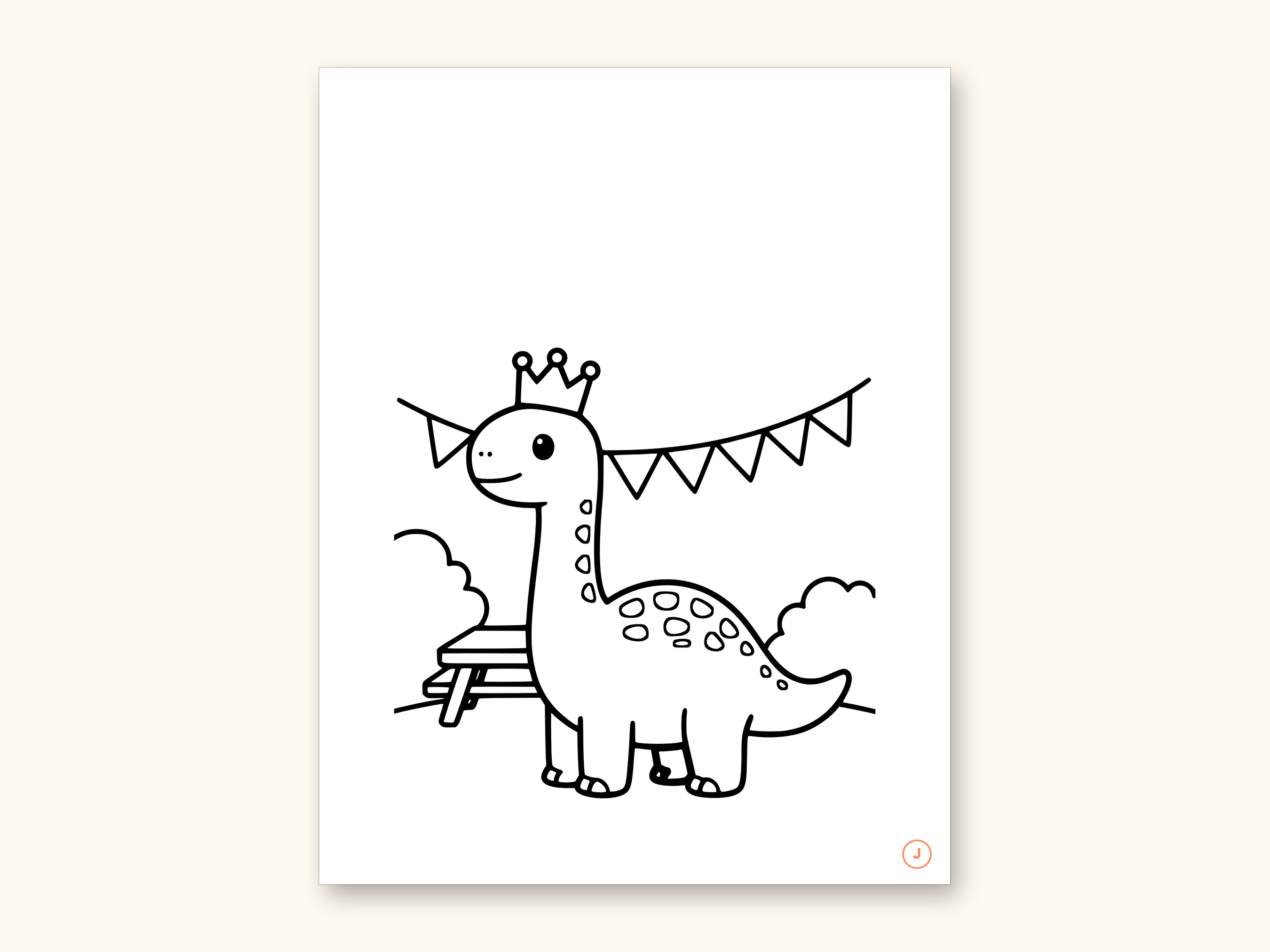 Dinosaur Party ABC Coloring Book | Letter Tracing for Toddlers (Digital PDF): sample page 22 of 55