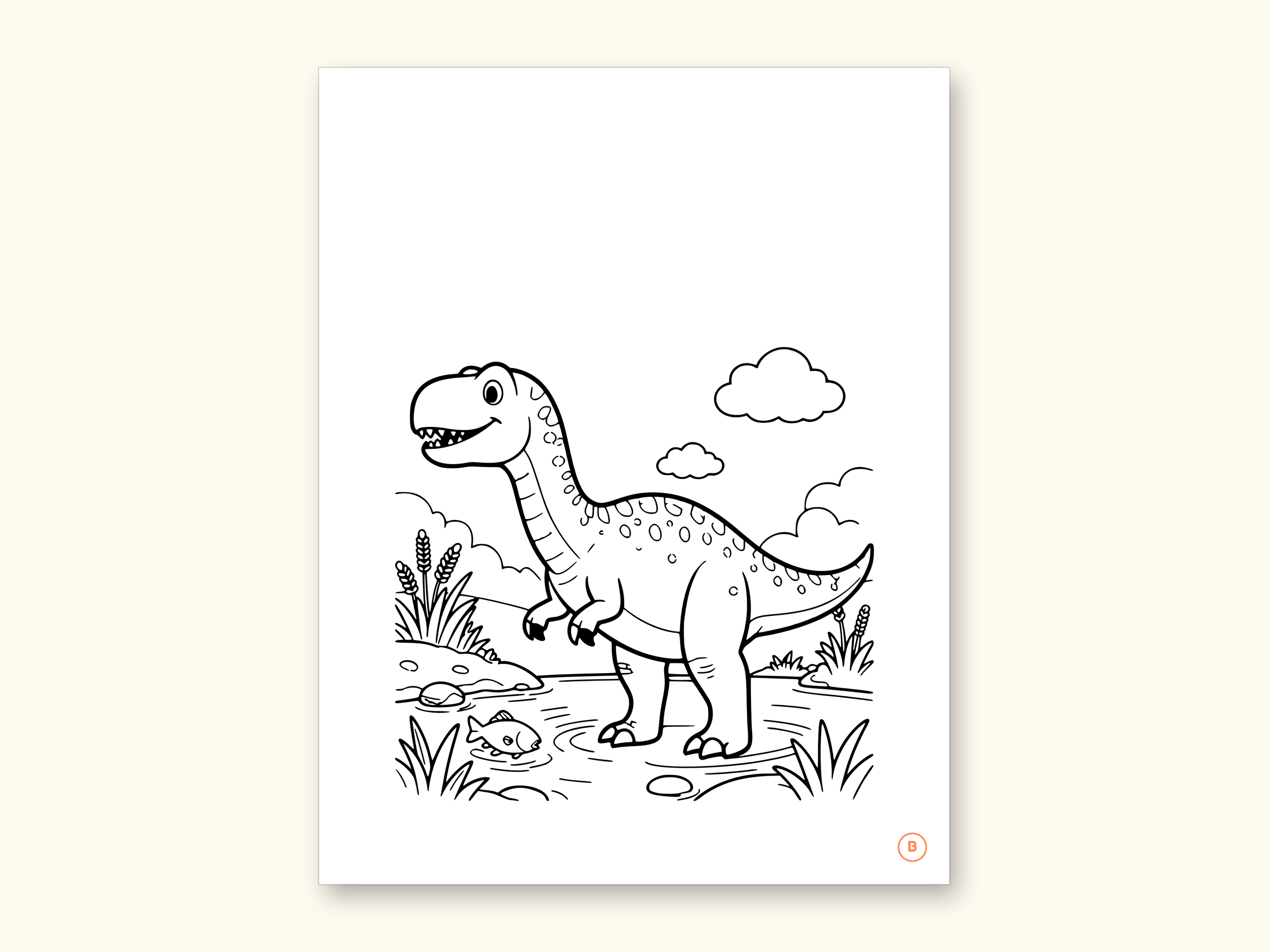 Dinosaur Coloring Pages | Detailed Scenes ABC Tracing for Ages 4-8 (Digital PDF): sample page 6 of 55