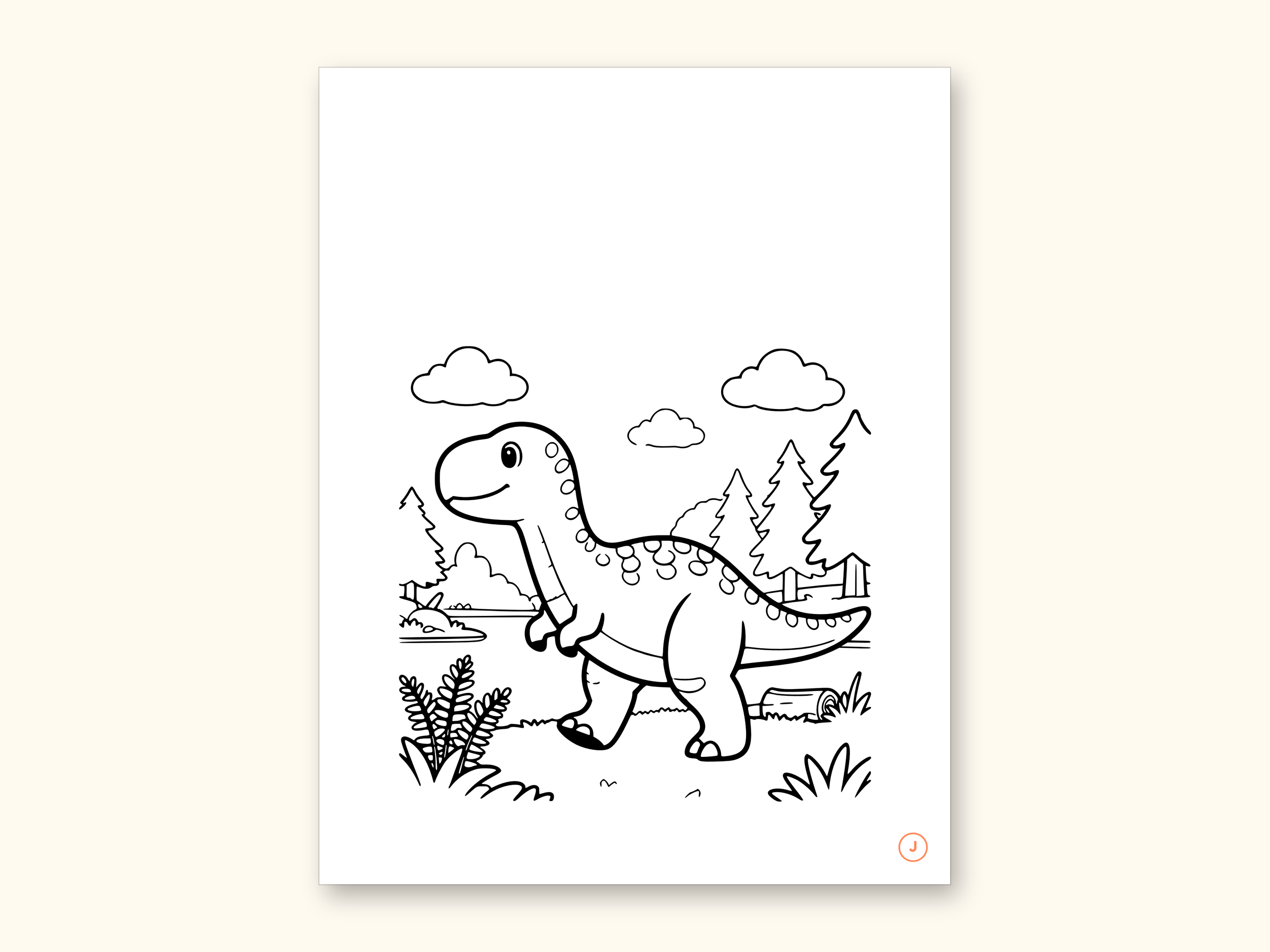 Dinosaur Coloring Pages | Detailed Scenes ABC Tracing for Ages 4-8 (Digital PDF): sample page 22 of 55