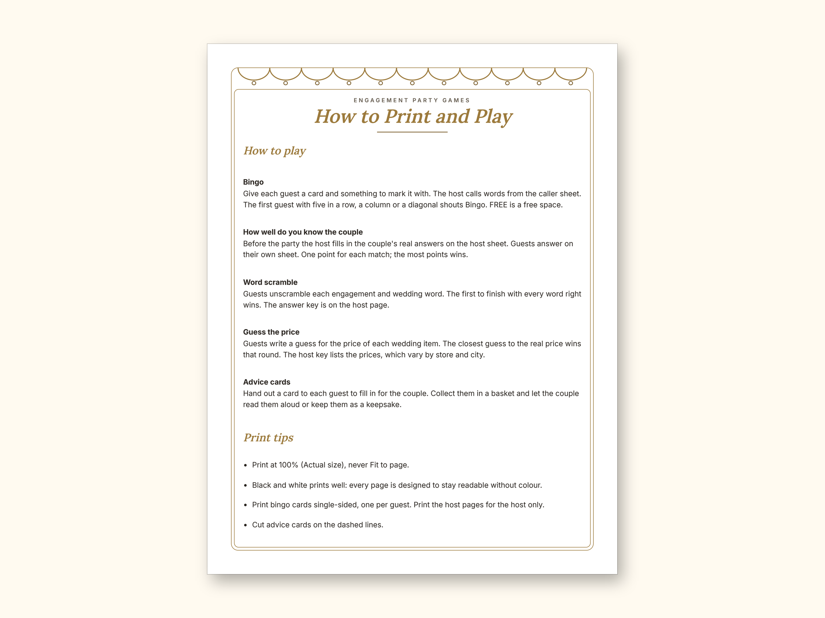 Engagement Party Games | Couple Quiz Bingo Cards for Hosts (Digital PDF): sample page 2 of 21