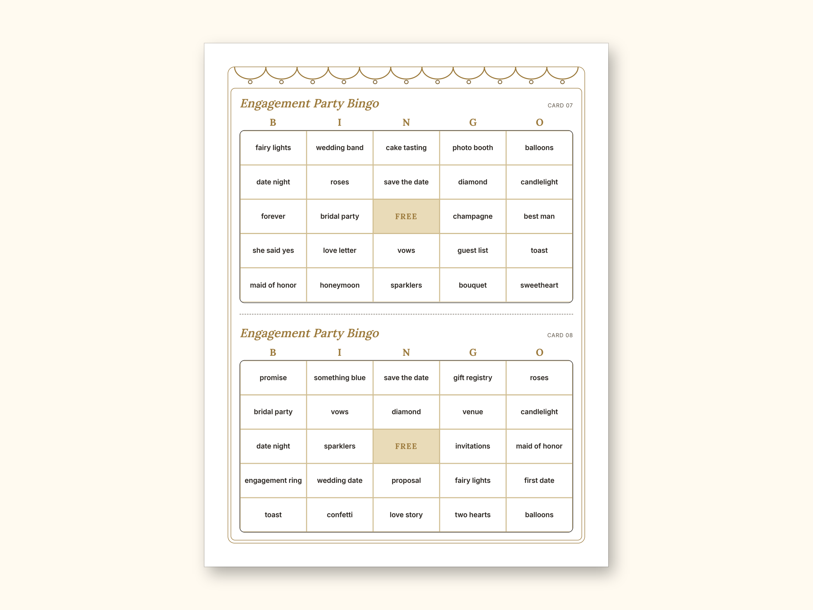 Engagement Party Games | Couple Quiz Bingo Cards for Hosts (Digital PDF): sample page 6 of 21
