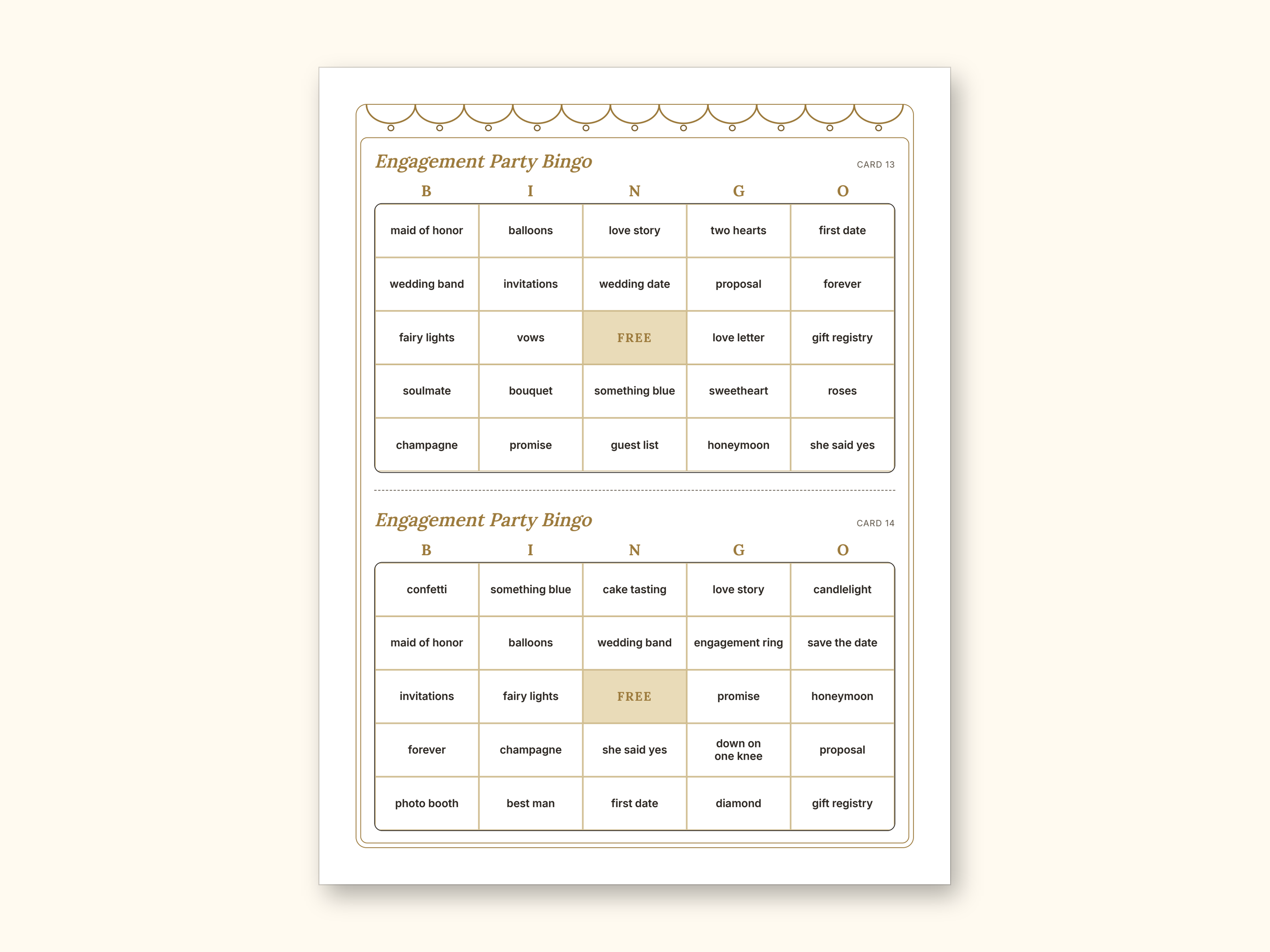 Engagement Party Games | Couple Quiz Bingo Cards for Hosts (Digital PDF): sample page 9 of 21
