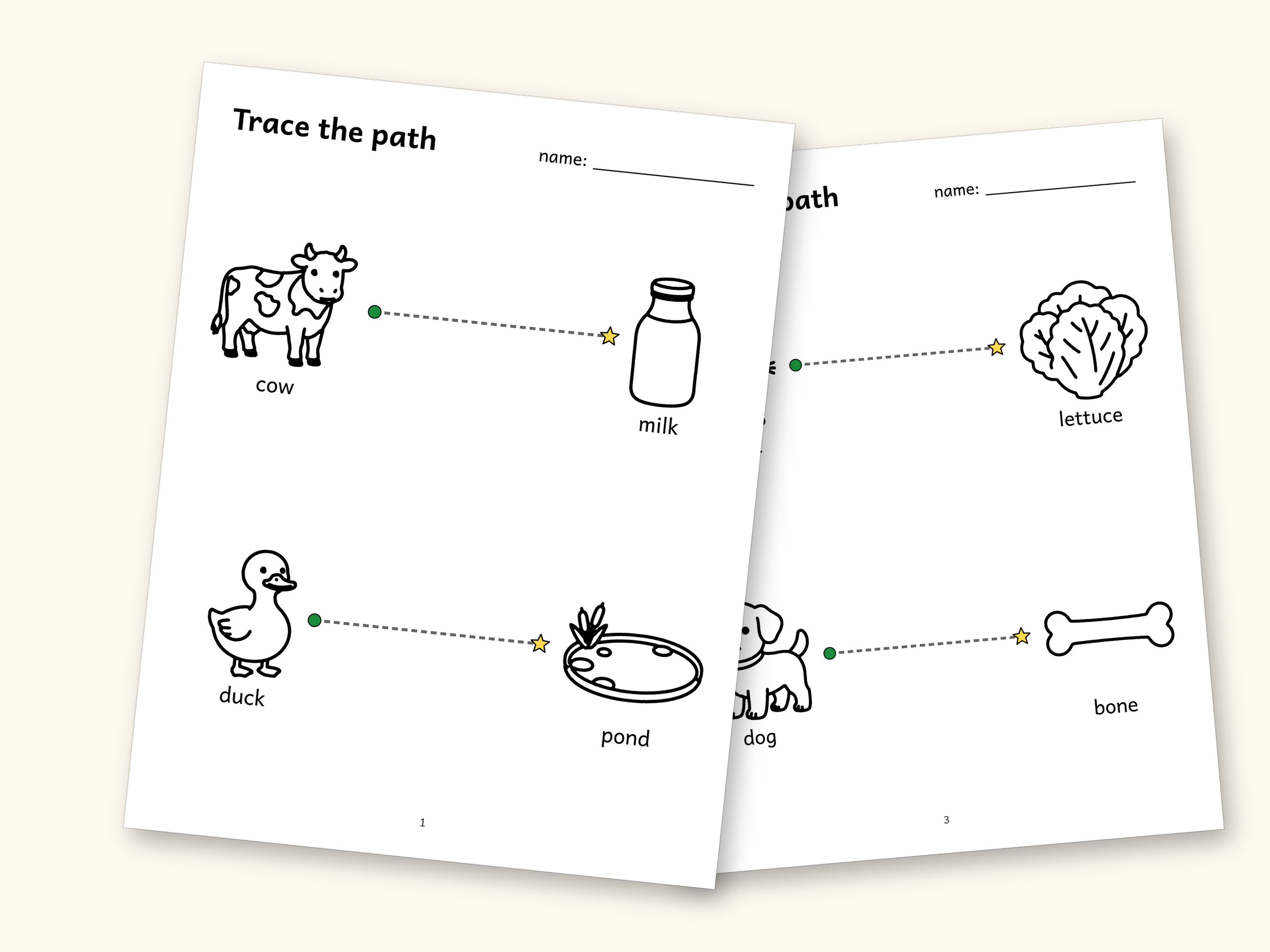 Tracing Worksheets | Farm Animals Pre-Writing Paths for Preschool (Digital PDF): cover and an inside page