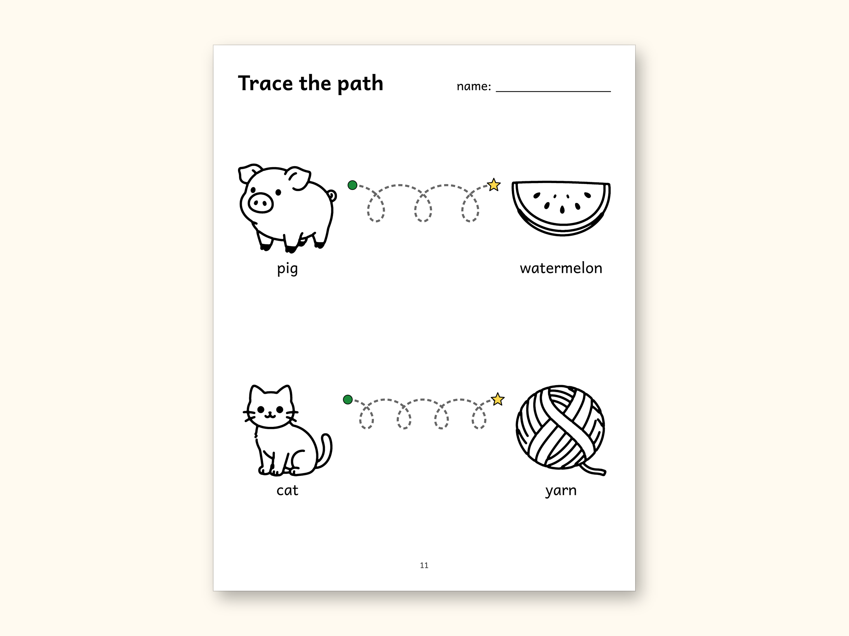 Tracing Worksheets | Farm Animals Pre-Writing Paths for Preschool (Digital PDF): sample page 11 of 12