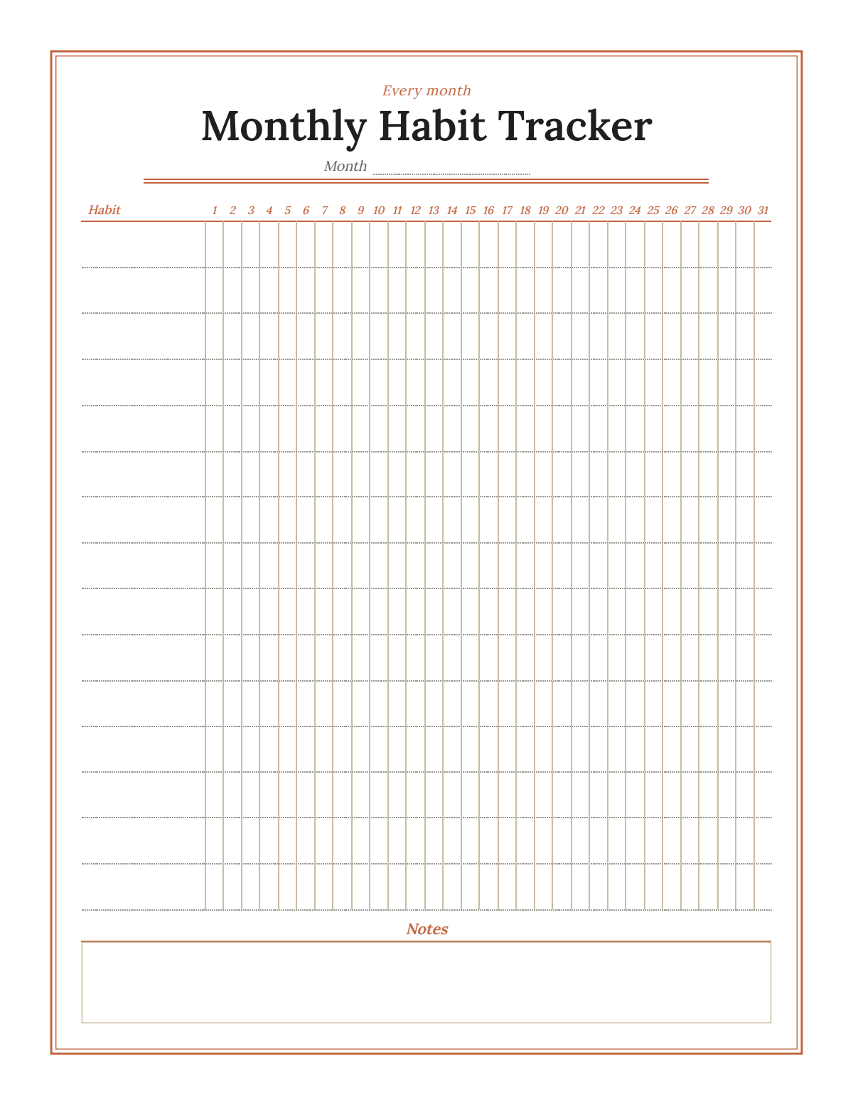 Habit Tracker: sample page 8 of 24