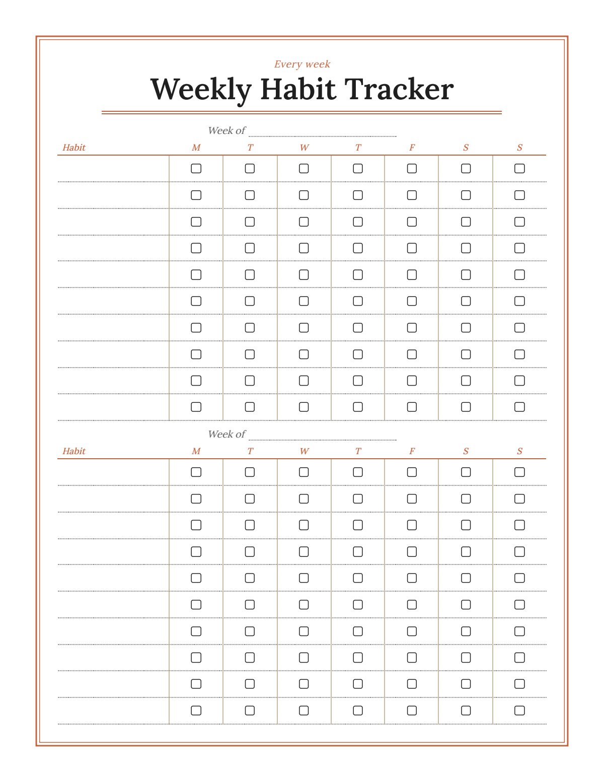 Habit Tracker: sample page 9 of 24