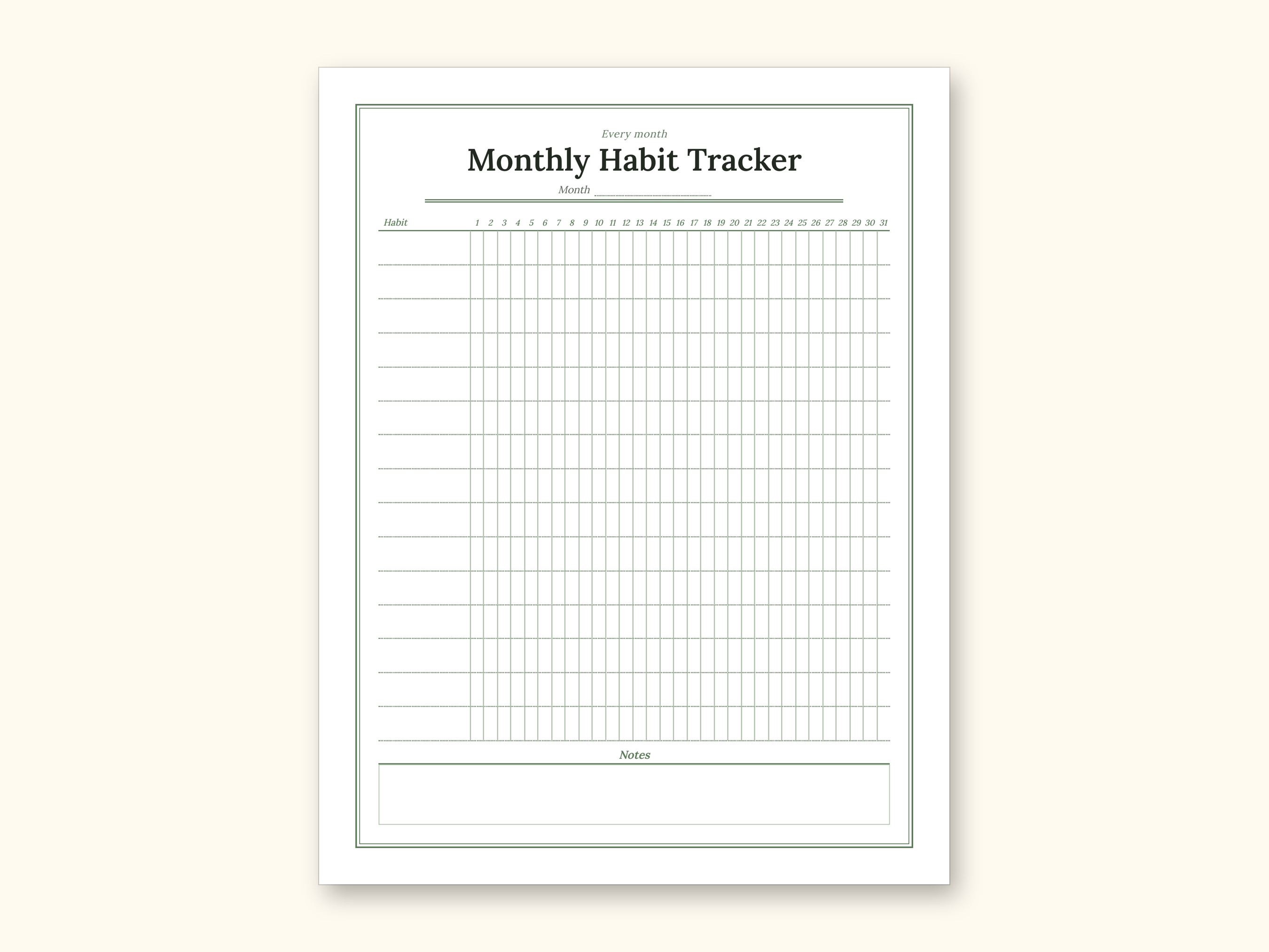 Habit Tracker | Undated Monthly and Weekly Grids for Home Use (Digital PDF): sample page 2 of 24