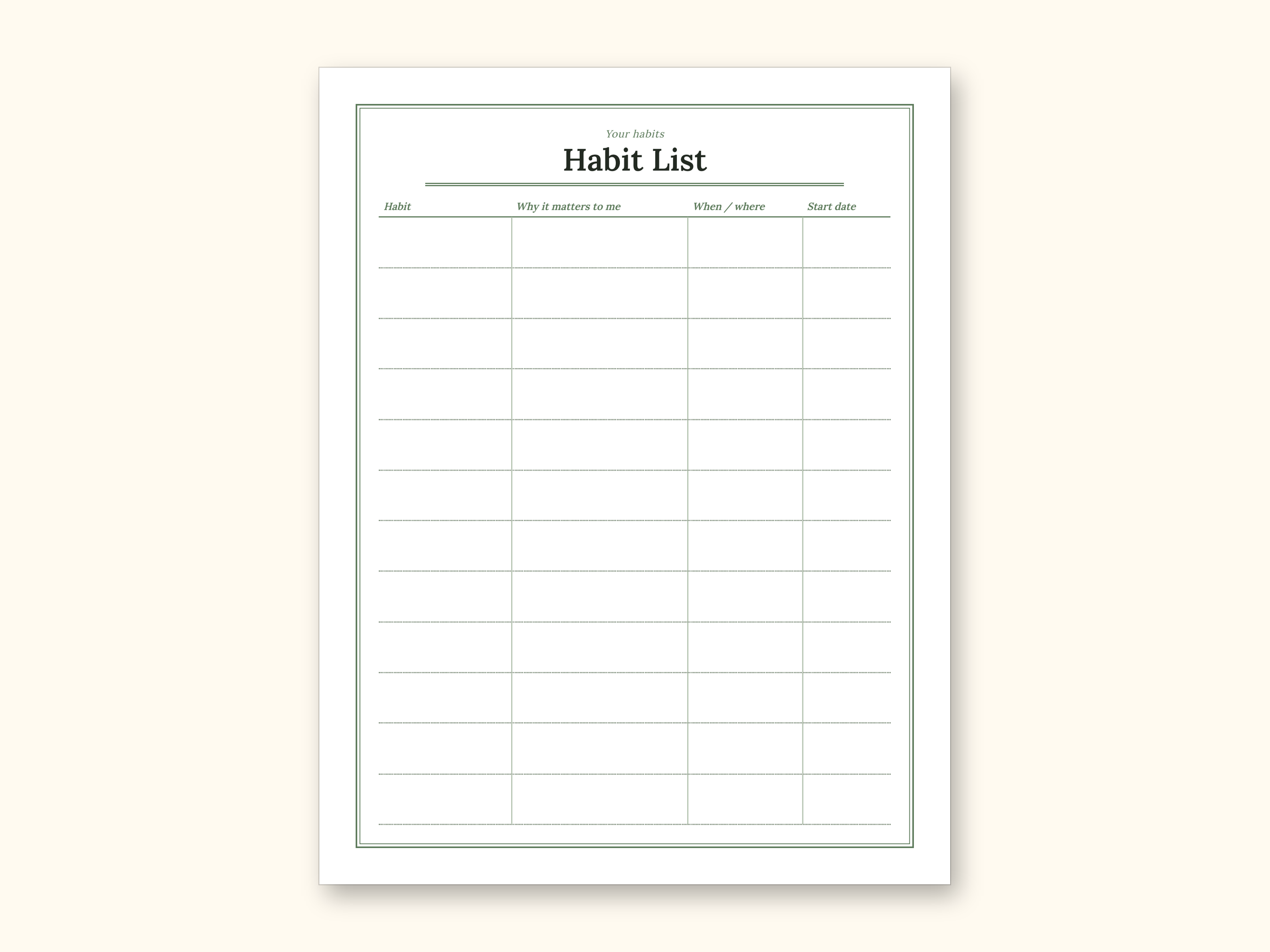 Habit Tracker | Undated Monthly and Weekly Grids for Home Use (Digital PDF): sample page 6 of 24