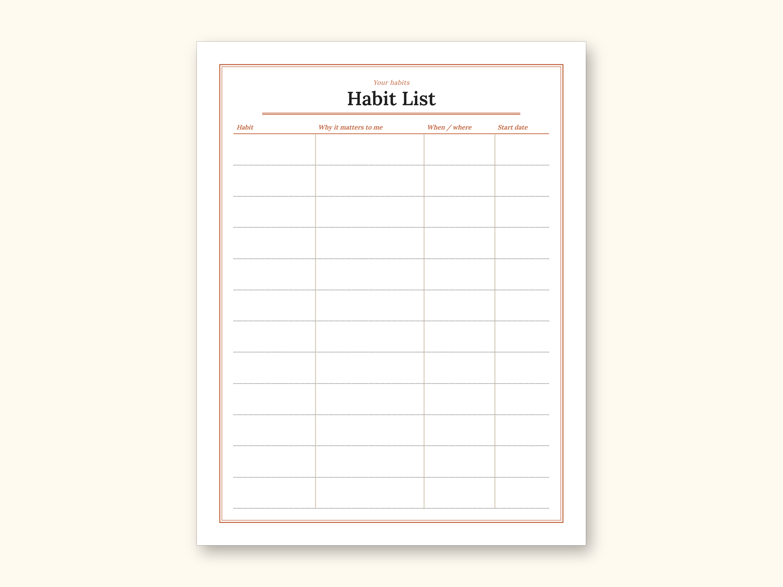 Habit Tracker | Undated Monthly and Weekly Grids for Home Use (Digital PDF): sample page 12 of 24