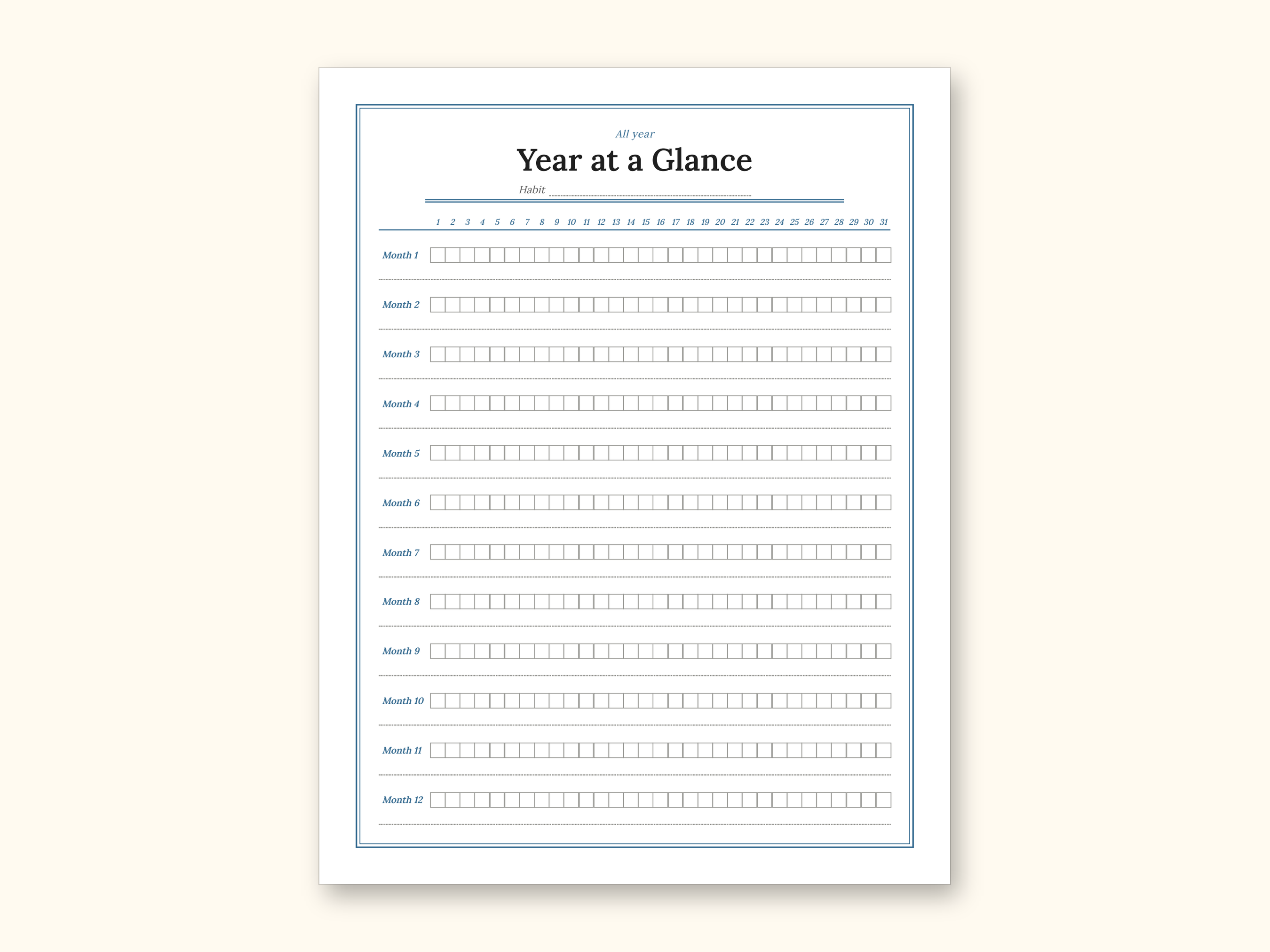 Habit Tracker | Undated Monthly and Weekly Grids for Home Use (Digital PDF): sample page 17 of 24