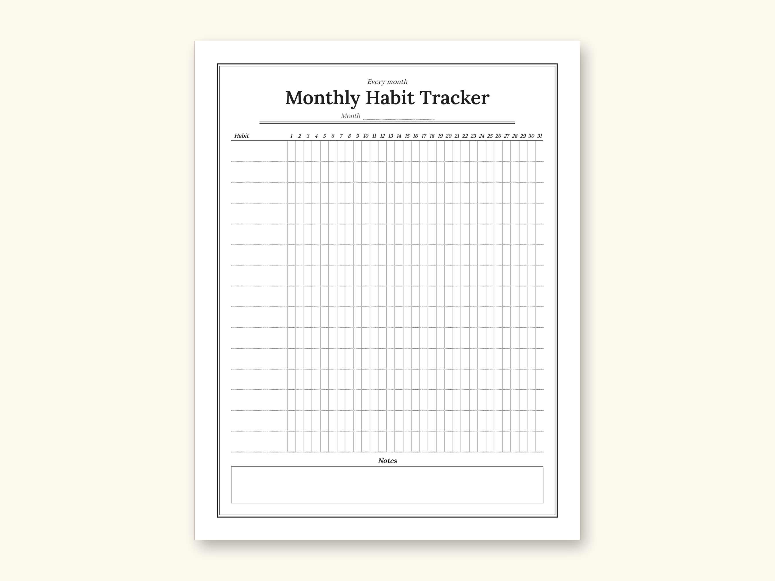 Habit Tracker | Undated Monthly and Weekly Grids for Home Use (Digital PDF): sample page 20 of 24