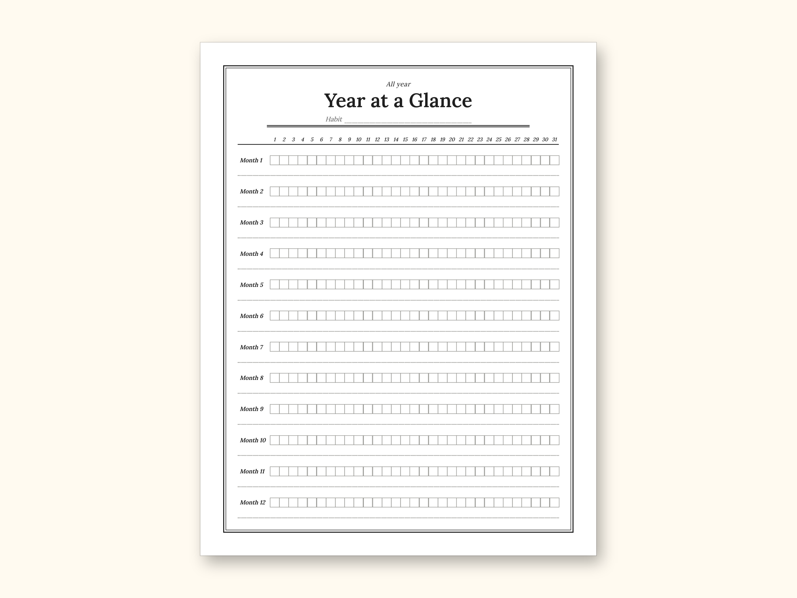 Habit Tracker | Undated Monthly and Weekly Grids for Home Use (Digital PDF): sample page 23 of 24