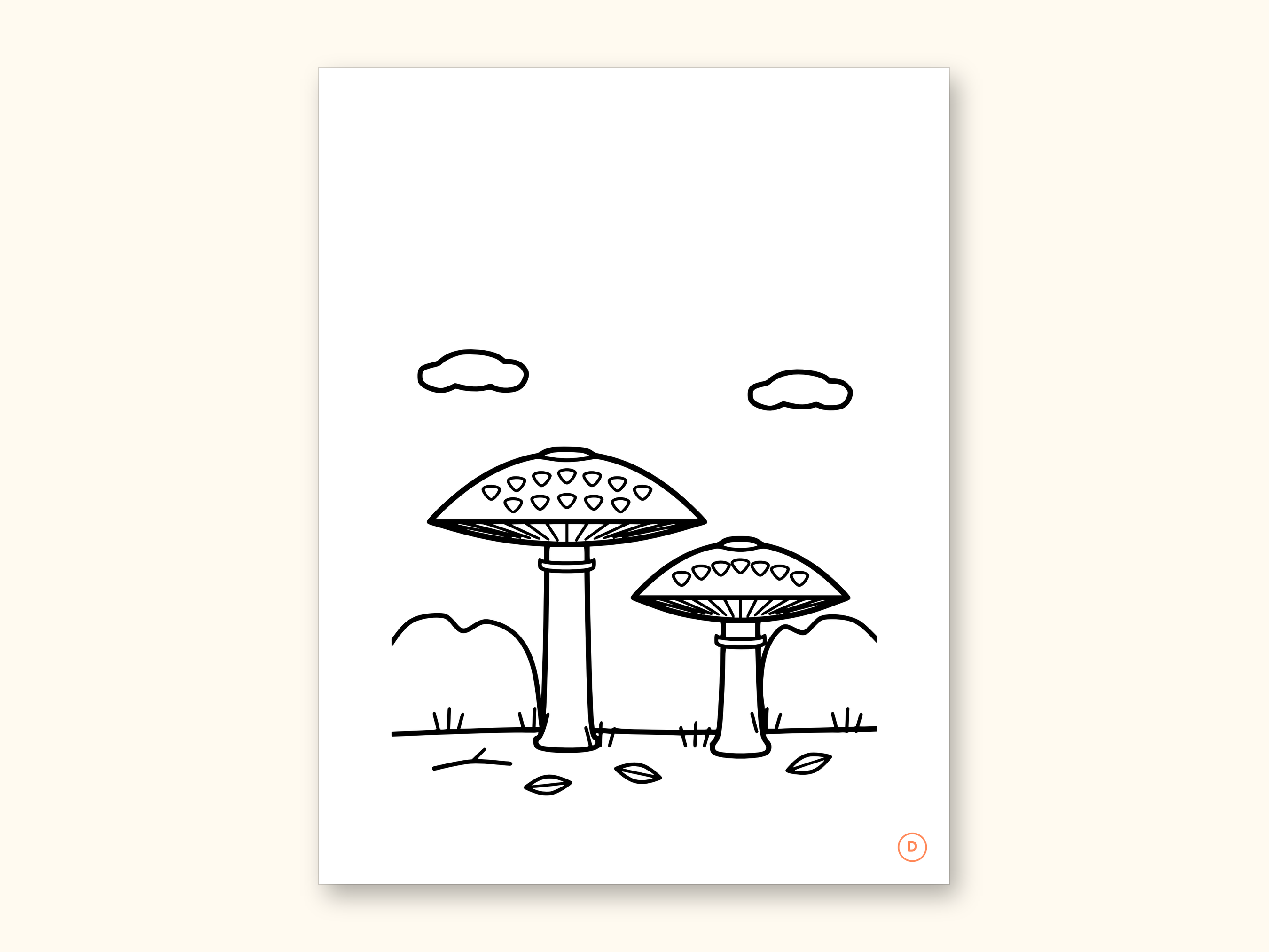 Mushroom Coloring Pages | ABC Letter Tracing for Kids Ages 2-5 (Digital PDF): sample page 10 of 55