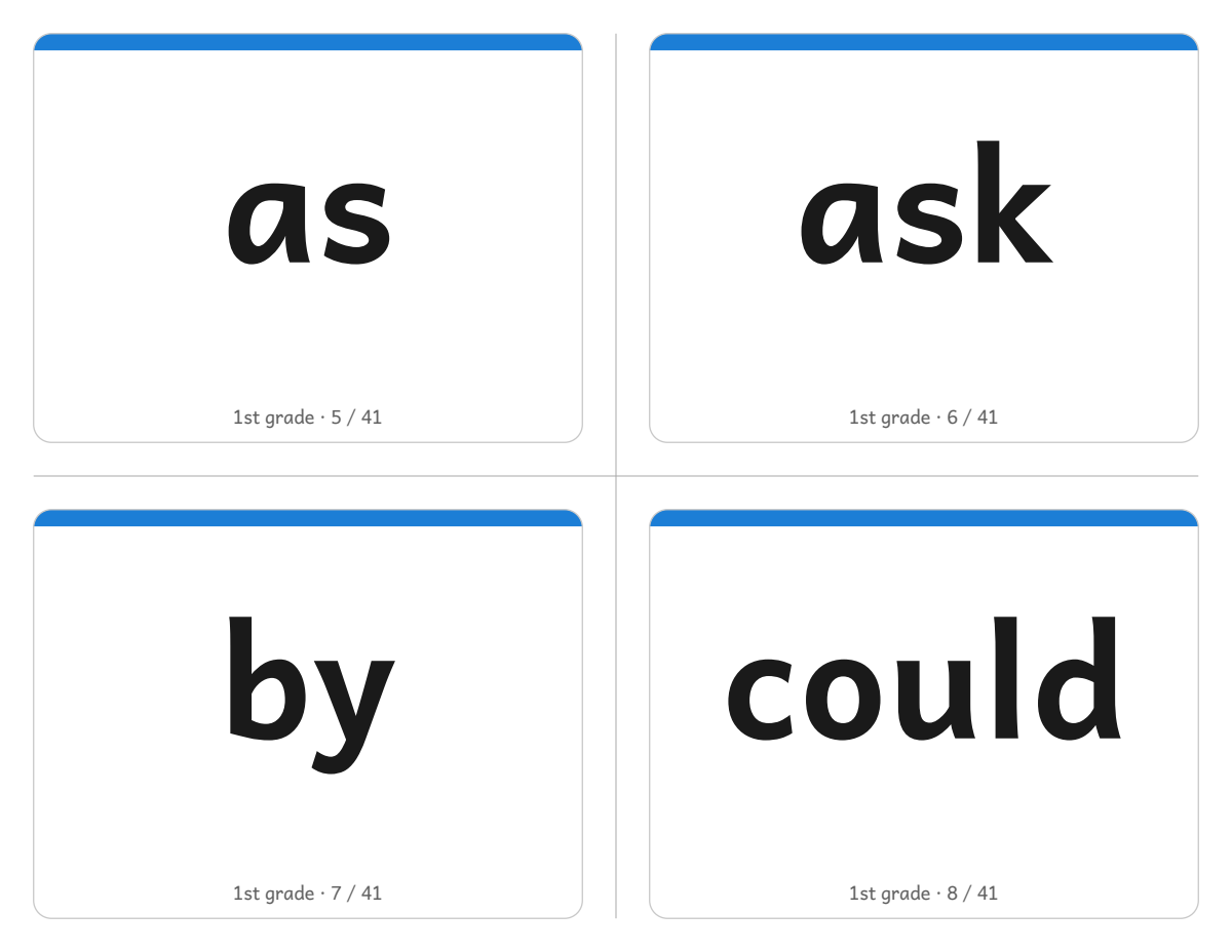 Sight Words Grade1 Cards: sample page 9 of 28