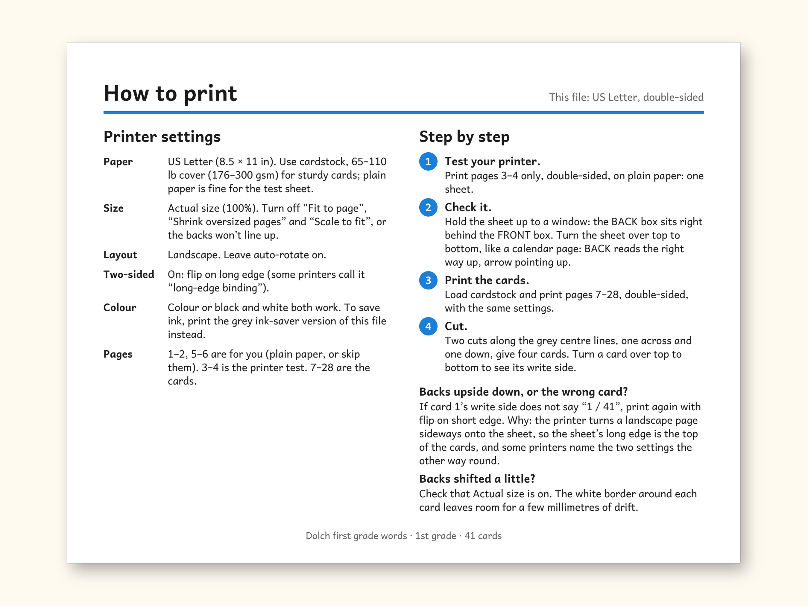 Sight Words | 1st Grade Dolch Flashcards for Ages 6-7 (Digital PDF): sample page 2 of 28