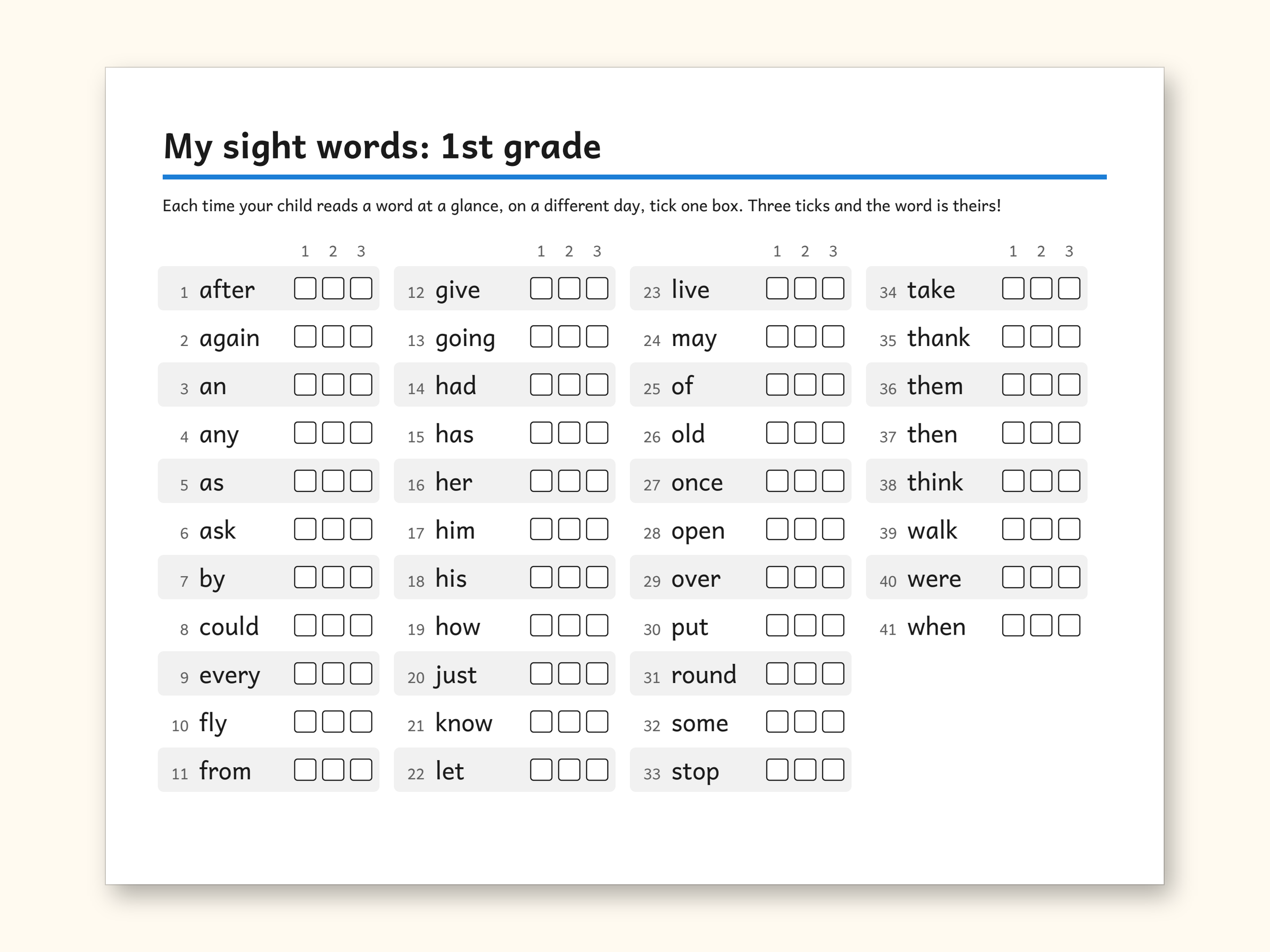 Sight Words | 1st Grade Dolch Flashcards for Ages 6-7 (Digital PDF): sample page 6 of 28