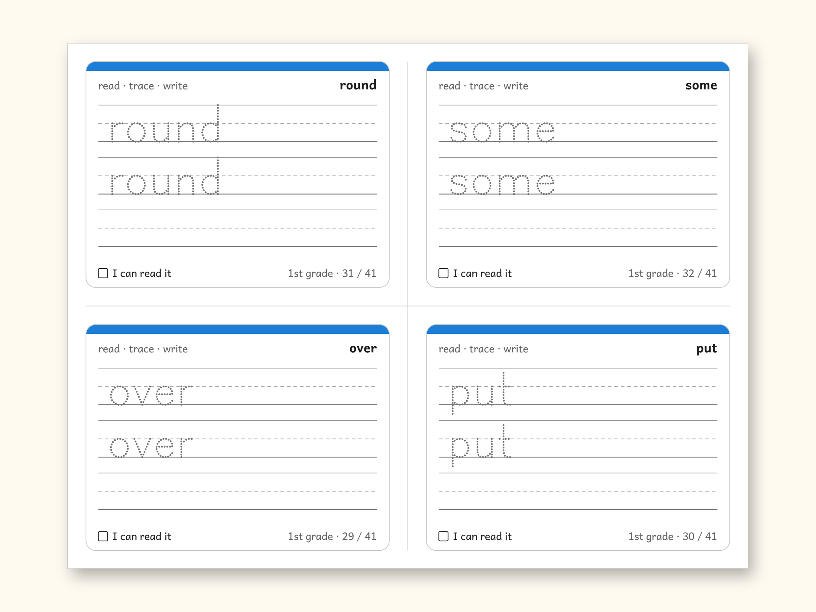 Sight Words | 1st Grade Dolch Flashcards for Ages 6-7 (Digital PDF): sample page 22 of 28
