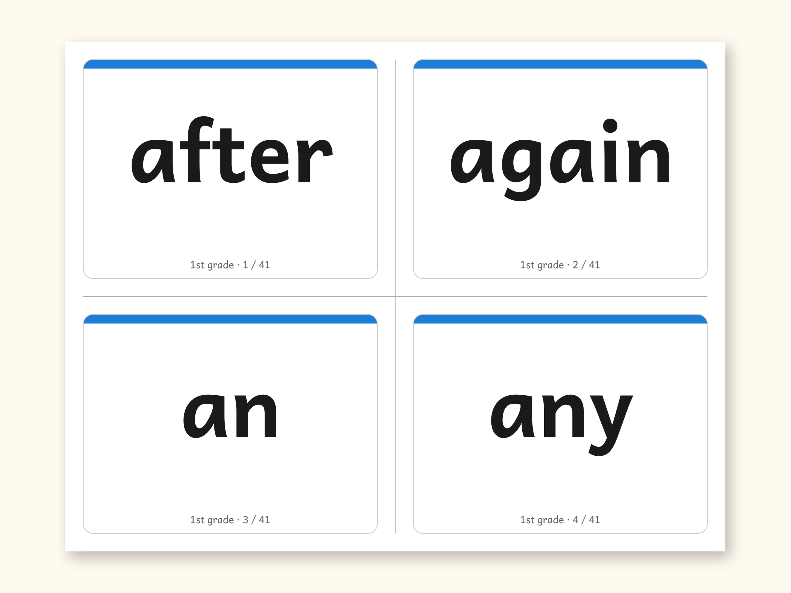 Sight Words | 1st Grade Dolch Flashcards for Ages 6-7 (Digital PDF): Preview 1: read sides