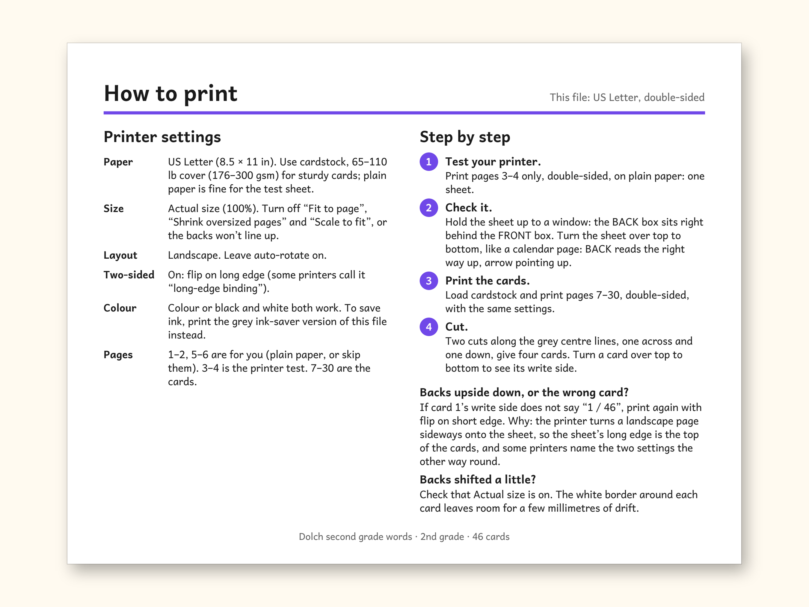 Sight Words | 2nd Grade Dolch Flashcards for Ages 7-8 (Digital PDF): sample page 2 of 30
