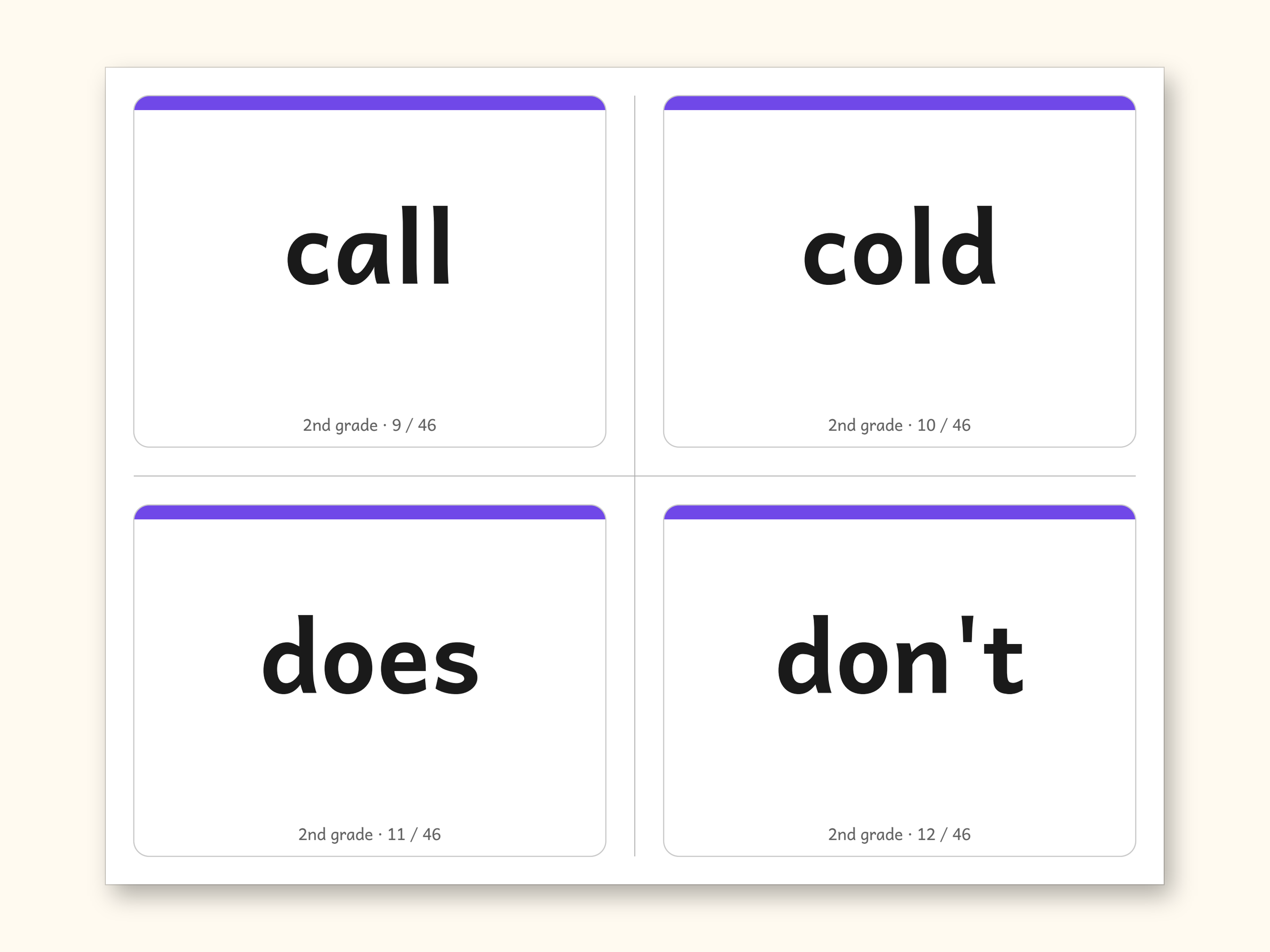 Sight Words | 2nd Grade Dolch Flashcards for Ages 7-8 (Digital PDF): sample page 11 of 30