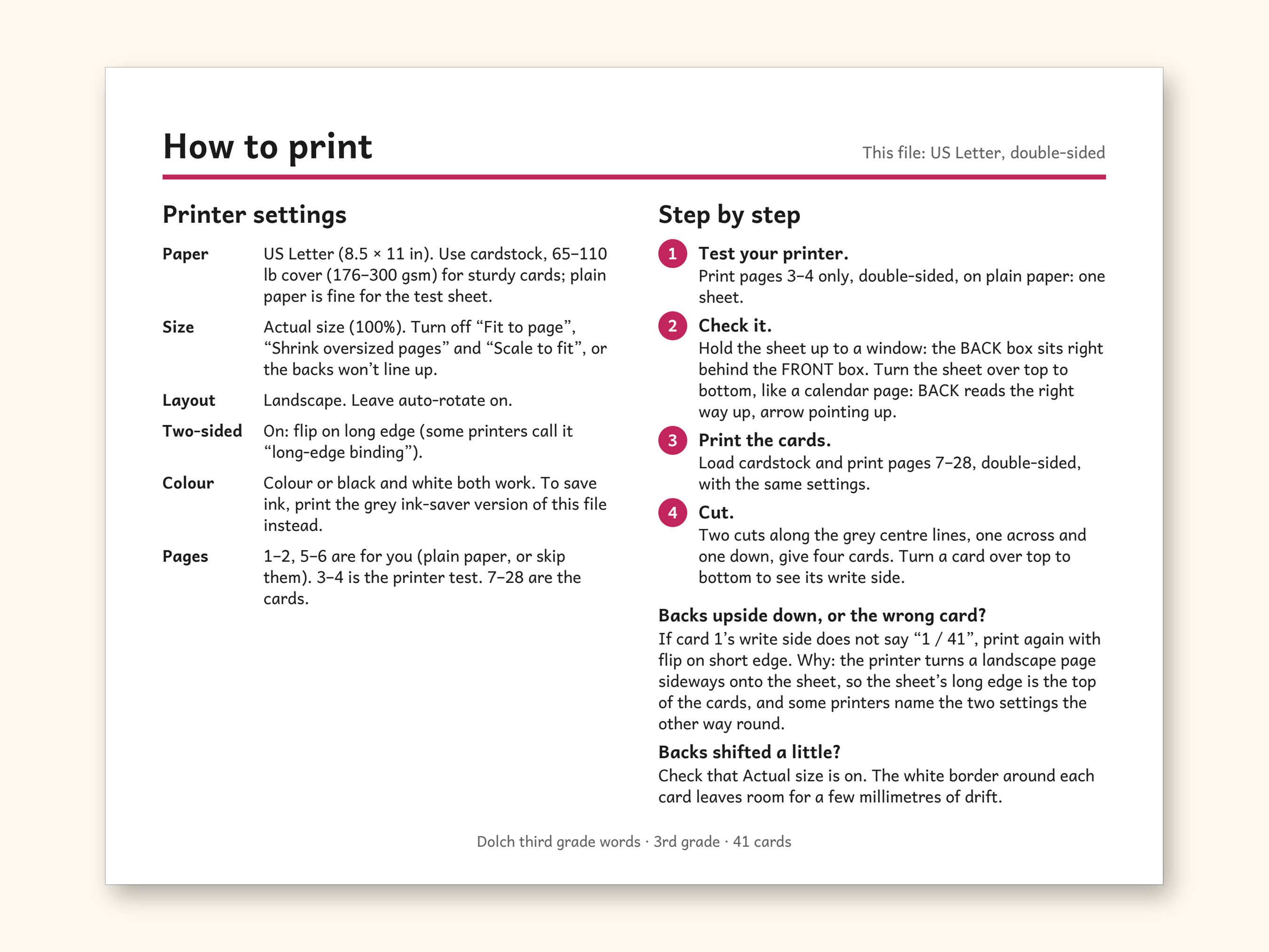 Sight Words | 3rd Grade Dolch Flashcards for Ages 8-9 (Digital PDF): sample page 2 of 28