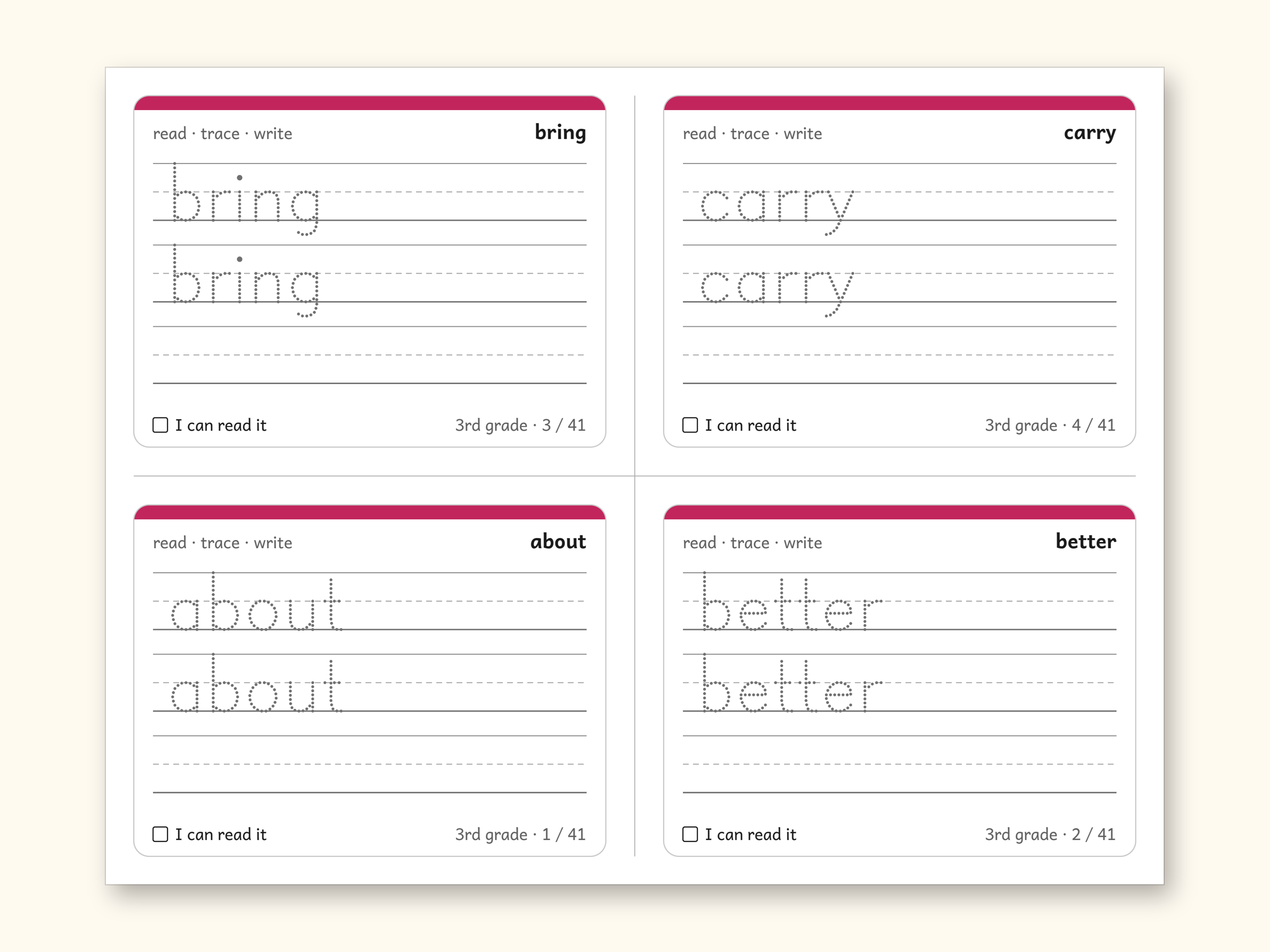Sight Words | 3rd Grade Dolch Flashcards for Ages 8-9 (Digital PDF): sample page 8 of 28