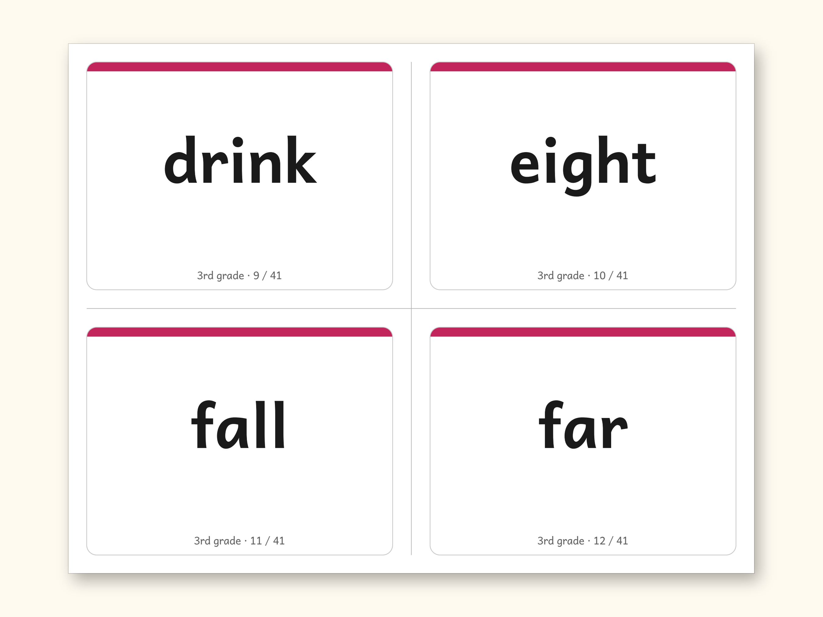Sight Words | 3rd Grade Dolch Flashcards for Ages 8-9 (Digital PDF): sample page 11 of 28