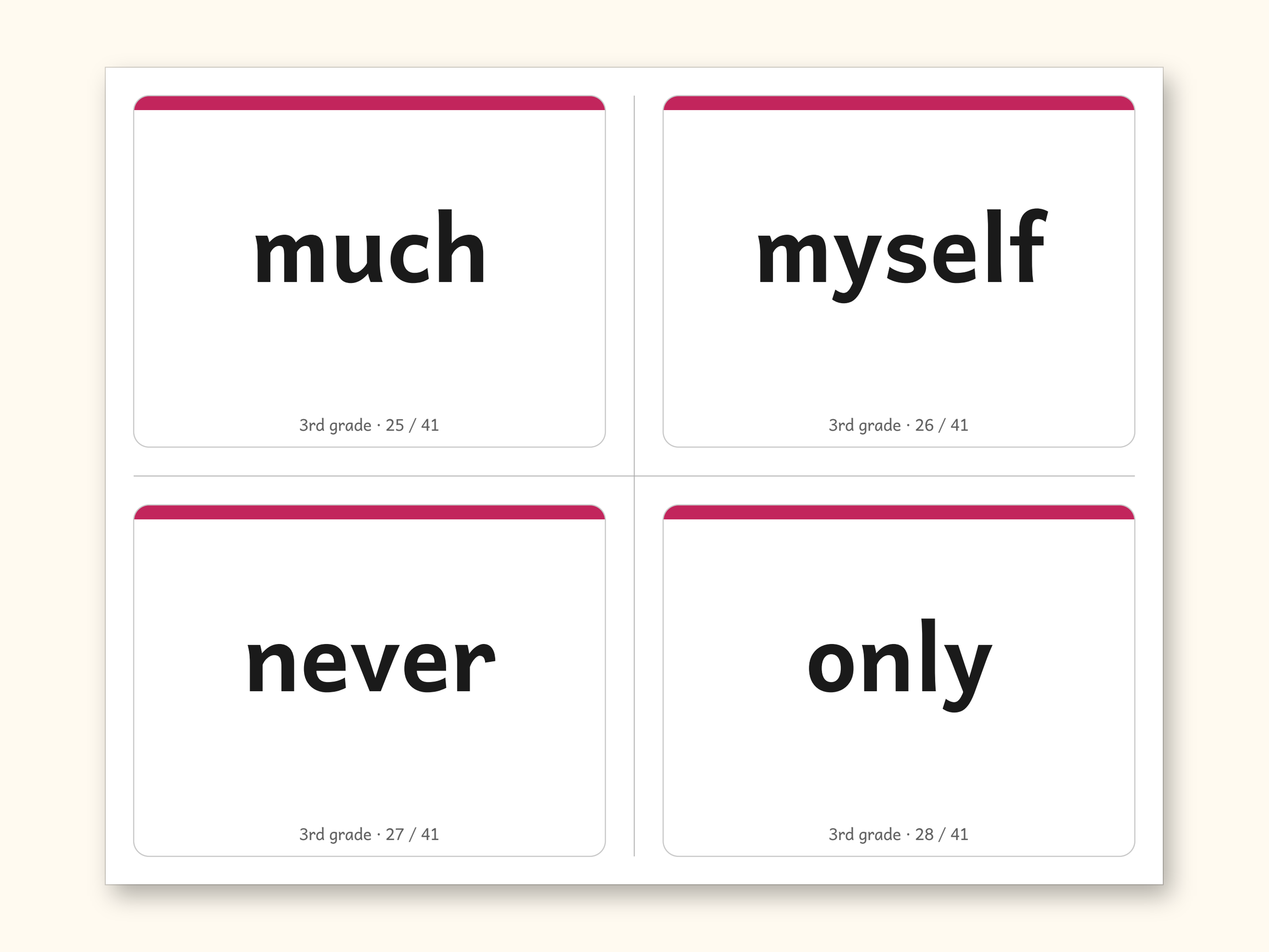 Sight Words | 3rd Grade Dolch Flashcards for Ages 8-9 (Digital PDF): sample page 19 of 28