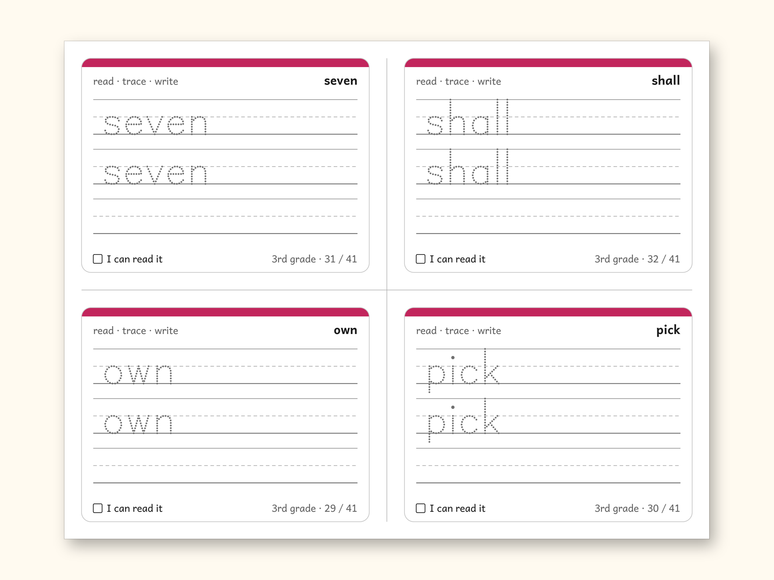Sight Words | 3rd Grade Dolch Flashcards for Ages 8-9 (Digital PDF): sample page 22 of 28