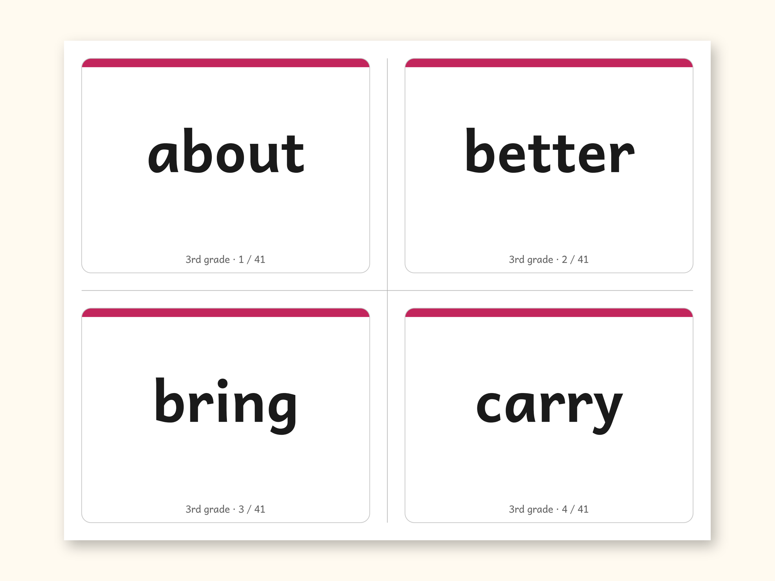 Sight Words | 3rd Grade Dolch Flashcards for Ages 8-9 (Digital PDF): Preview 1: read sides